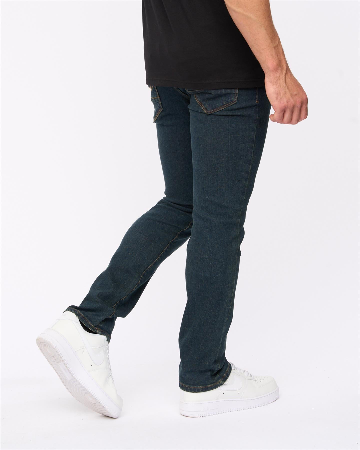 Mens Farrowed Stretch Denim Jeans Raw Wash