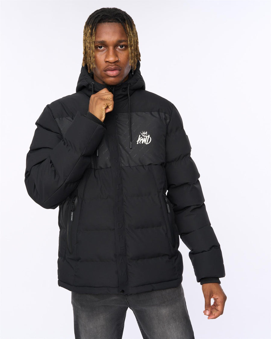 Mens Fractioned Puffer Jacket Black
