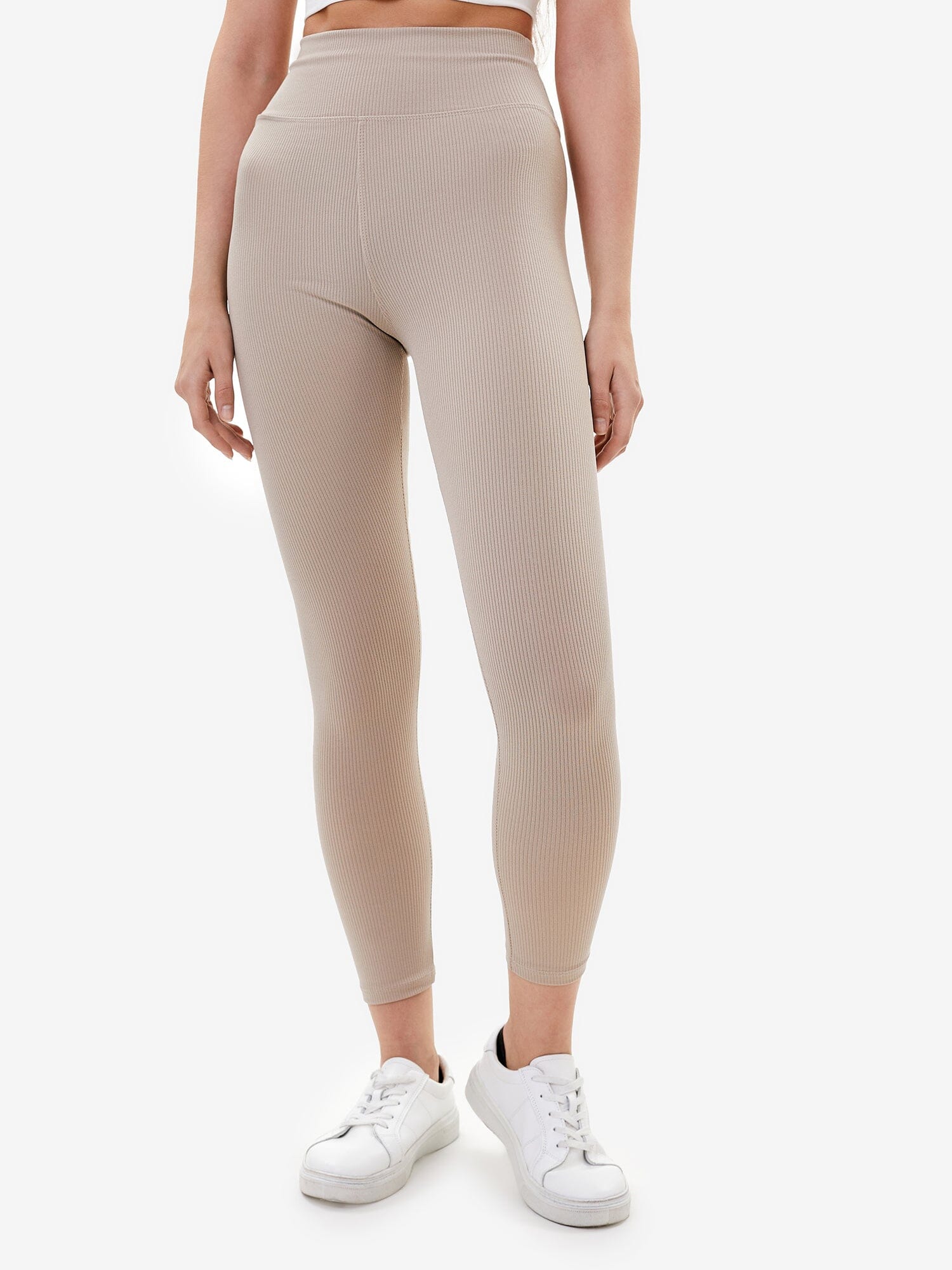 Womens Zelal Ribbed Leggings Tan