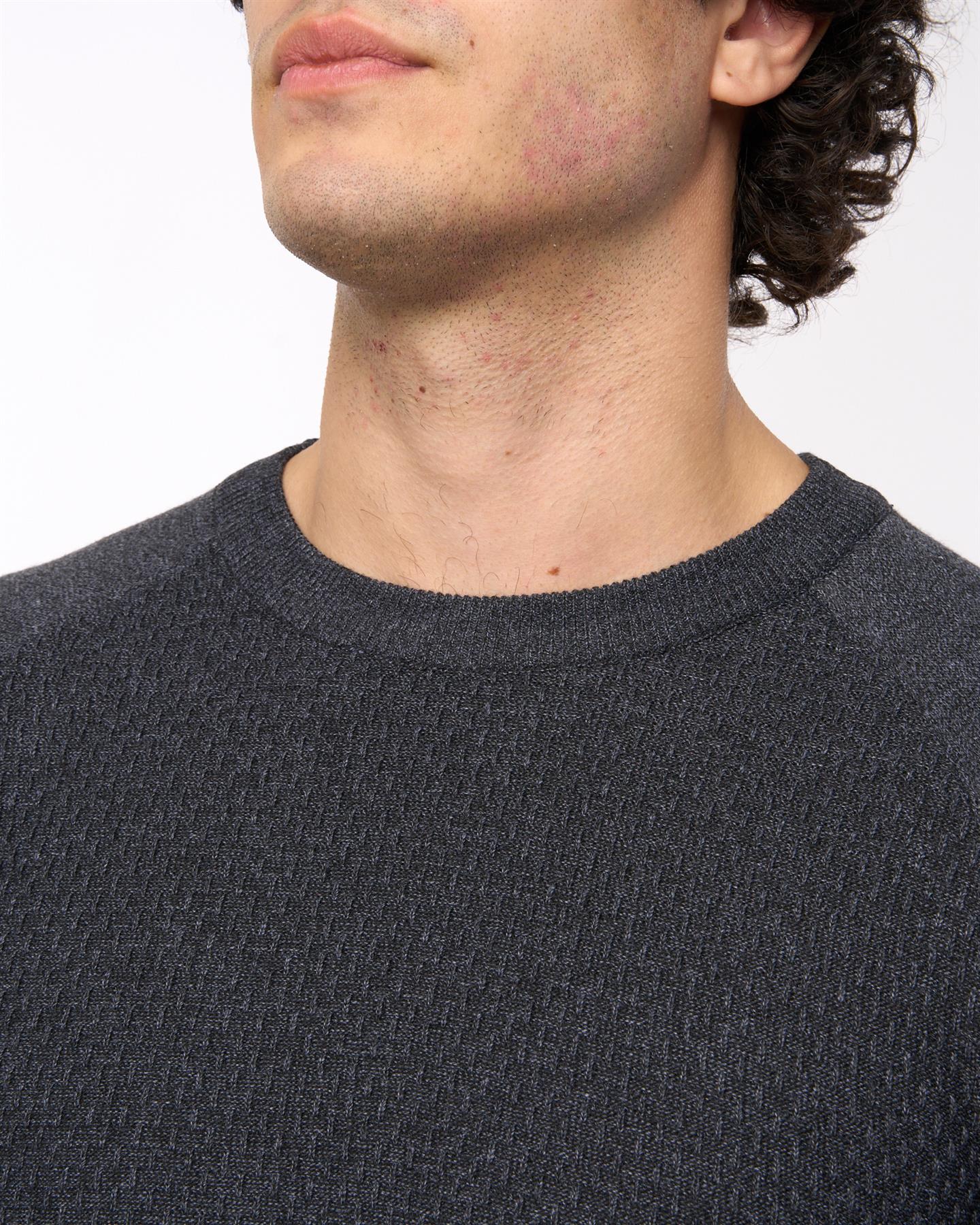 Mens  Crestfield Crew Knit Black Marl