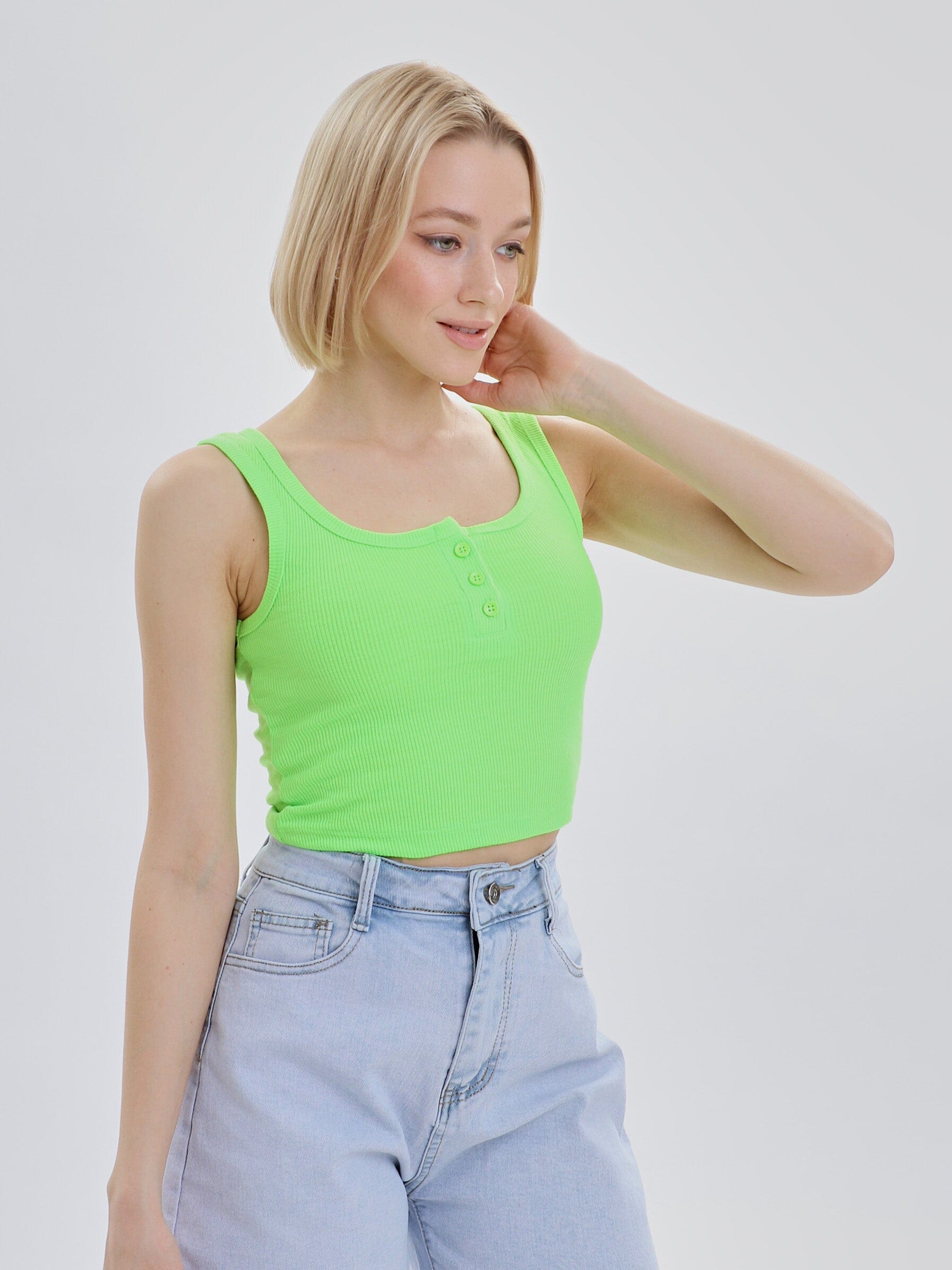 Womens Mercan Crop Vest Neon Green