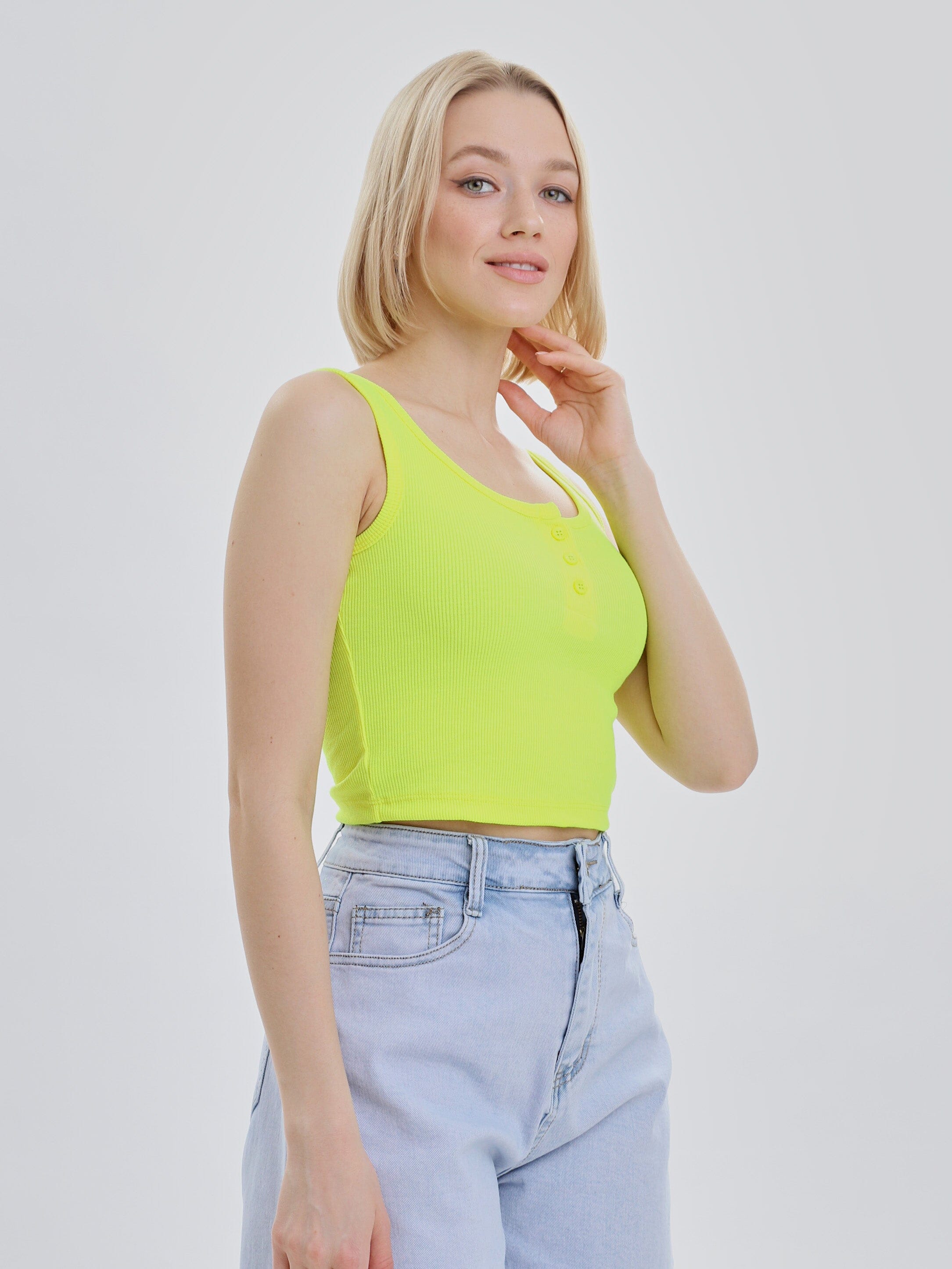 Womens Mercan Crop Vest Neon Yellow