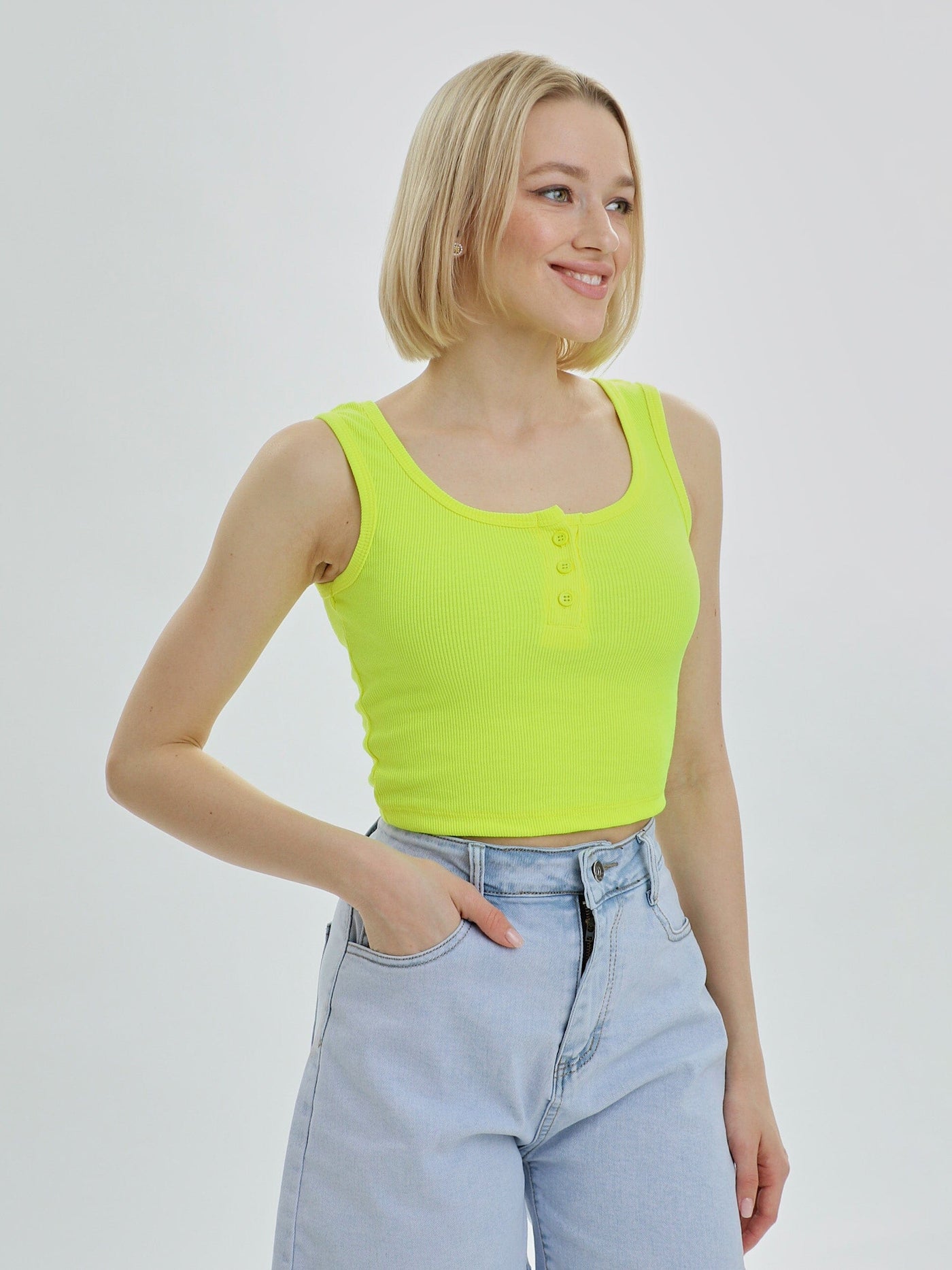 Womens Mercan Crop Vest Neon Yellow