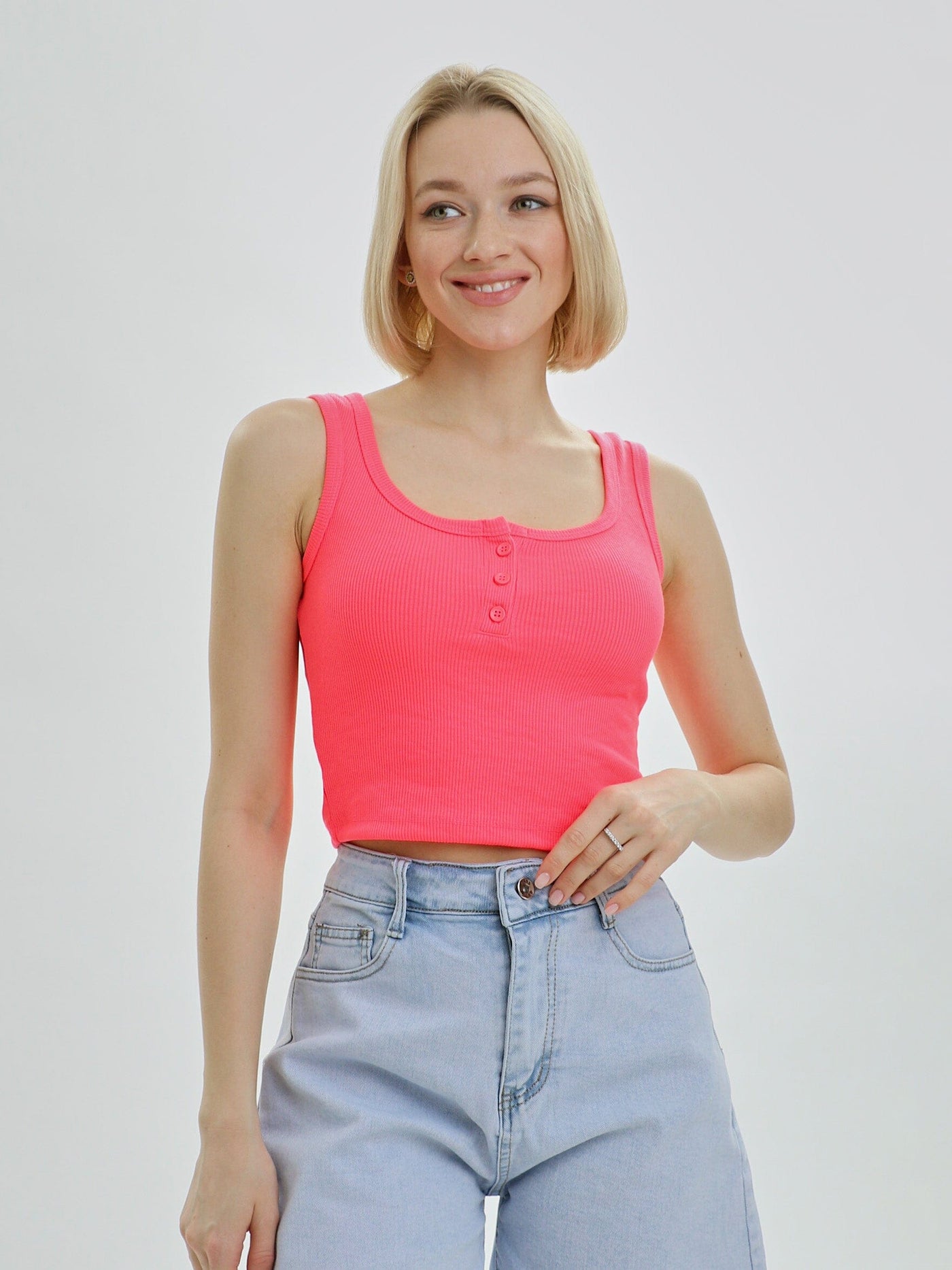 Womens Mercan Crop Vest Neon Pink