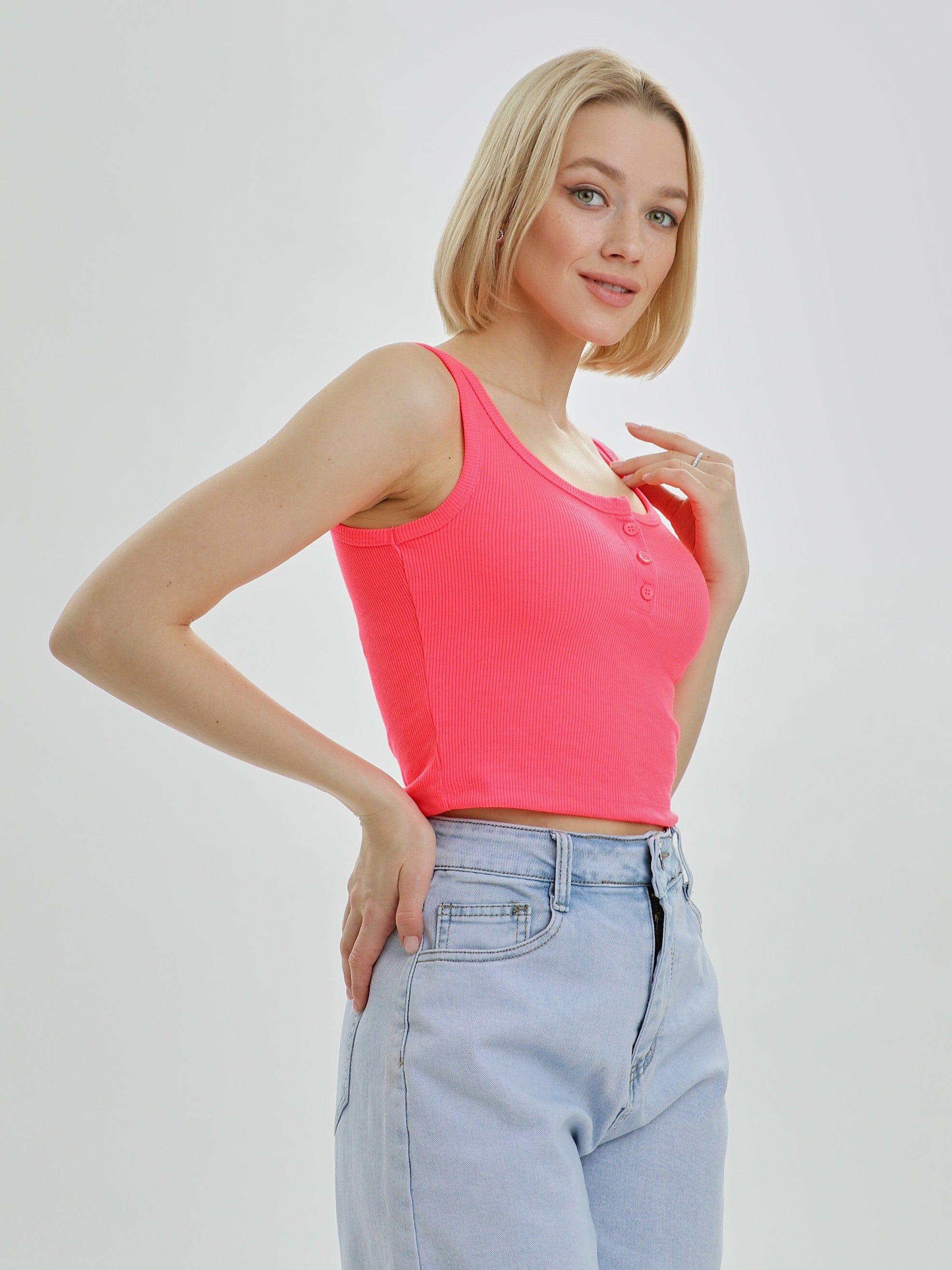 Womens Mercan Crop Vest Neon Pink