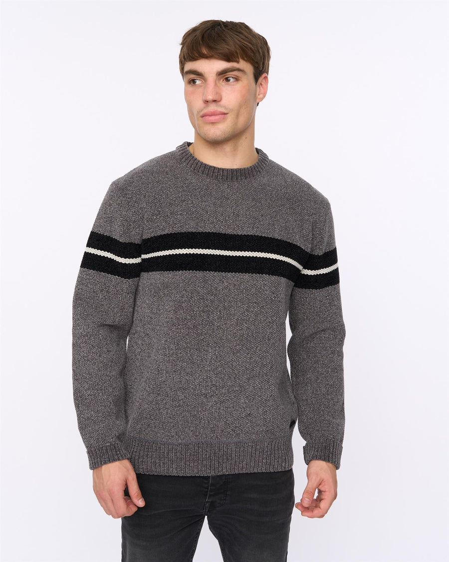Mens Roundall Chenille Knit Grey Marl