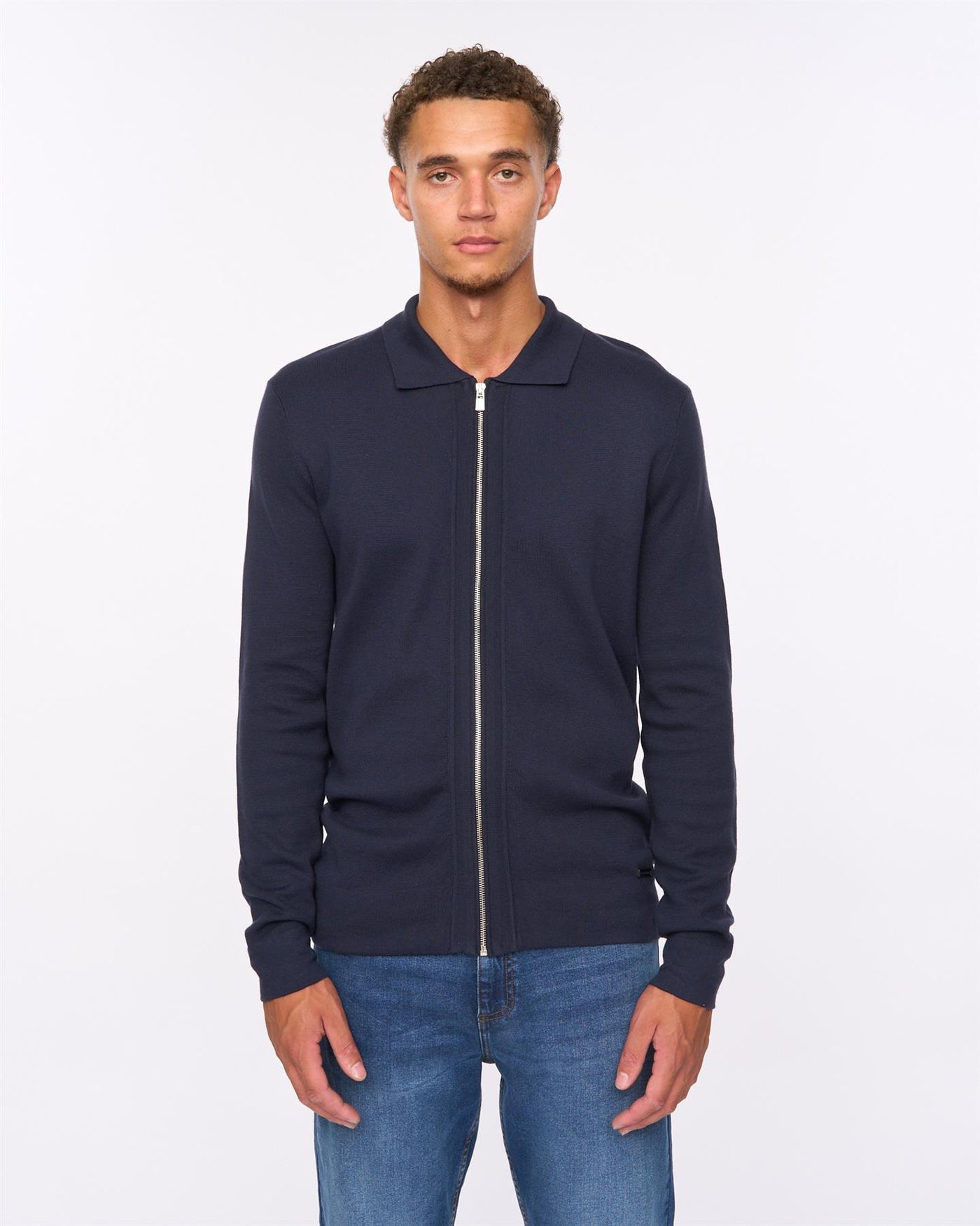 Mens Melfi Zip Thru Knit Navy