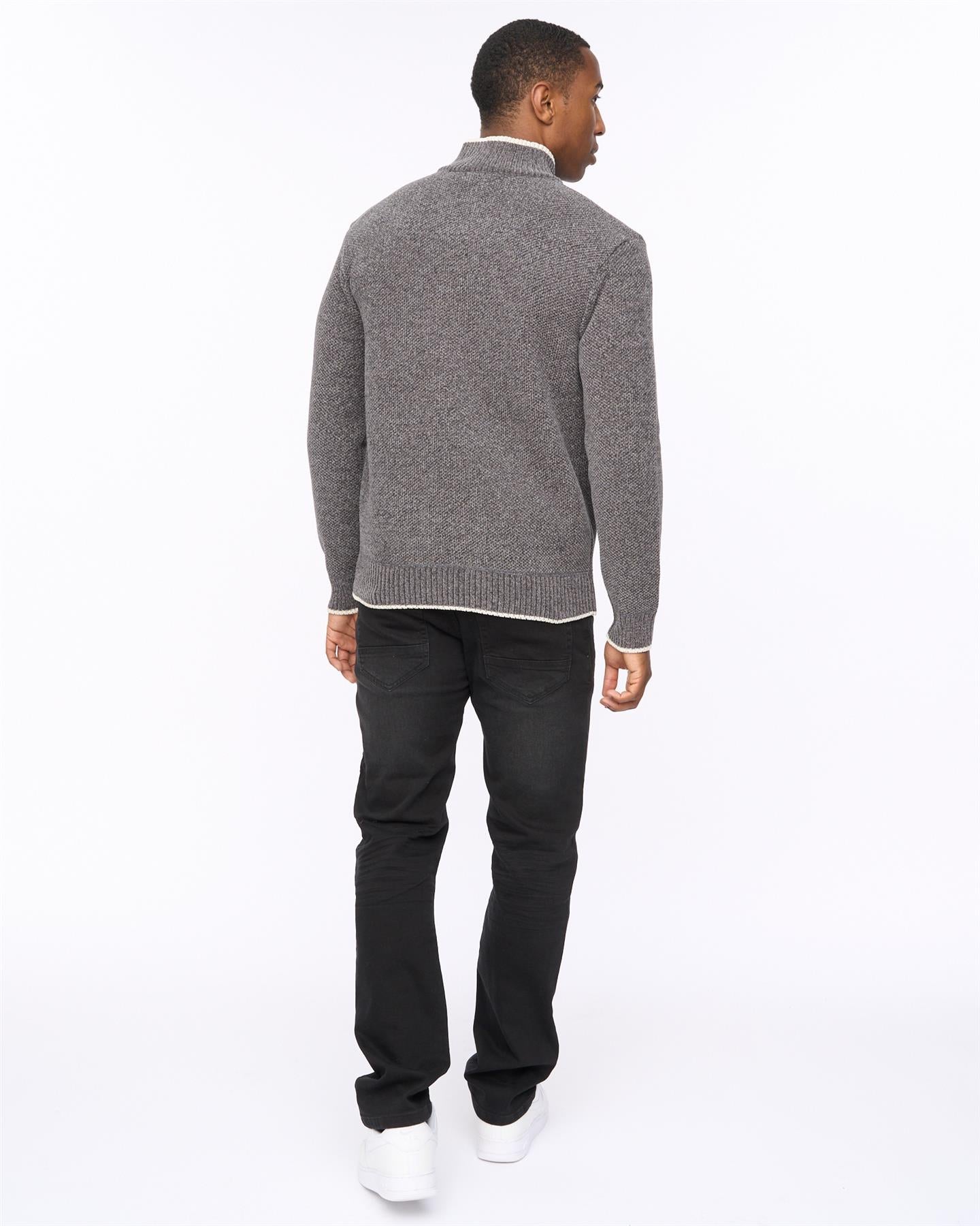 Mens Coldwell Chenille 1/4 Zip Knit Grey Marl