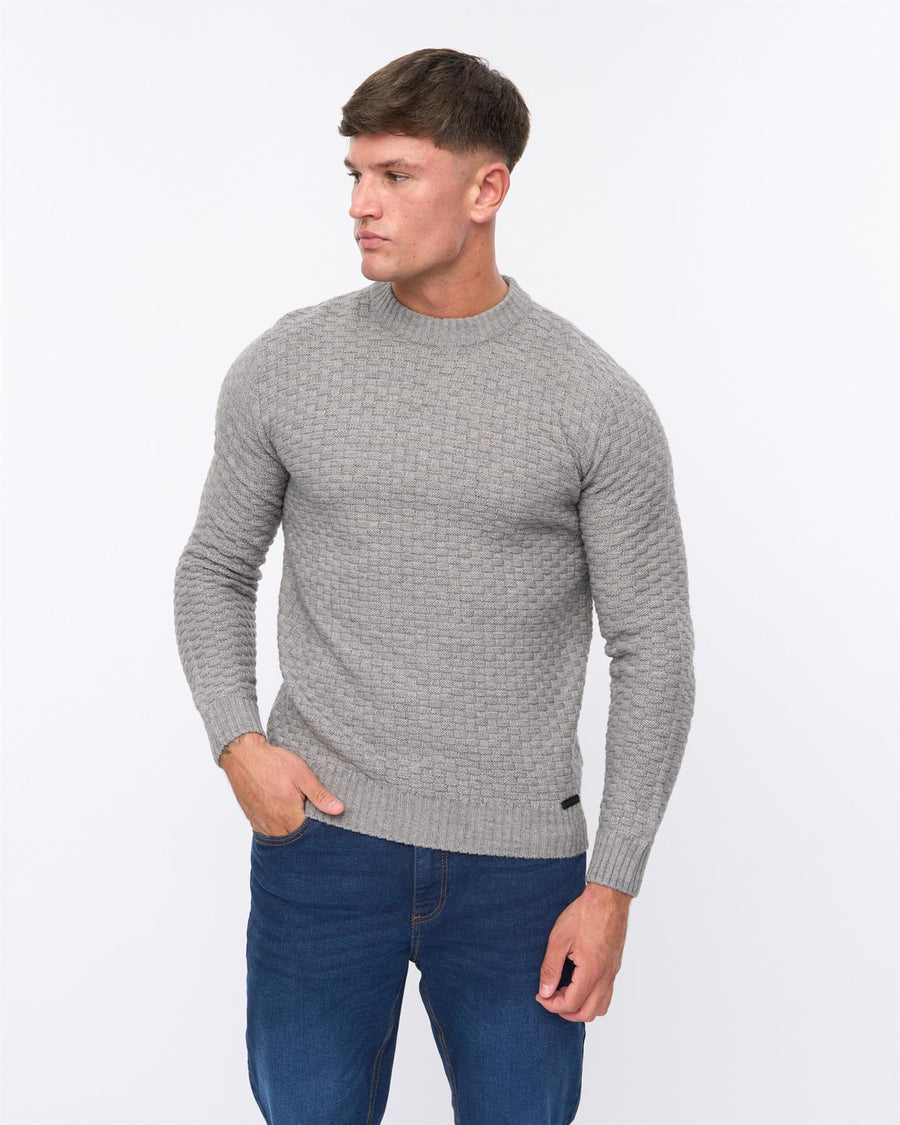Mens Matera Textured Knit Grey Marl