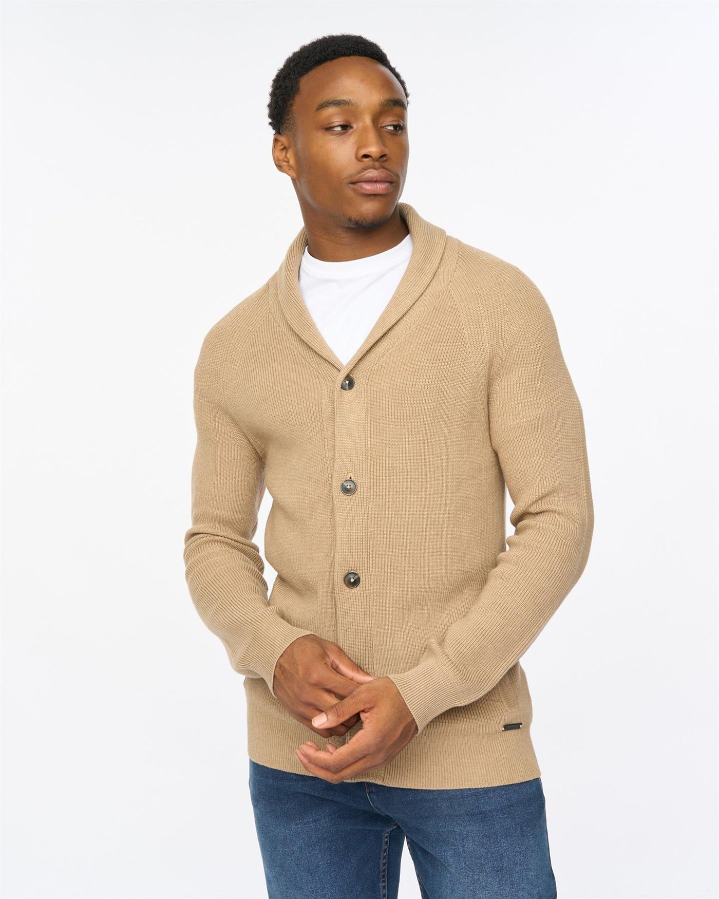 Mens Venosa Shawl Cardigan Stone