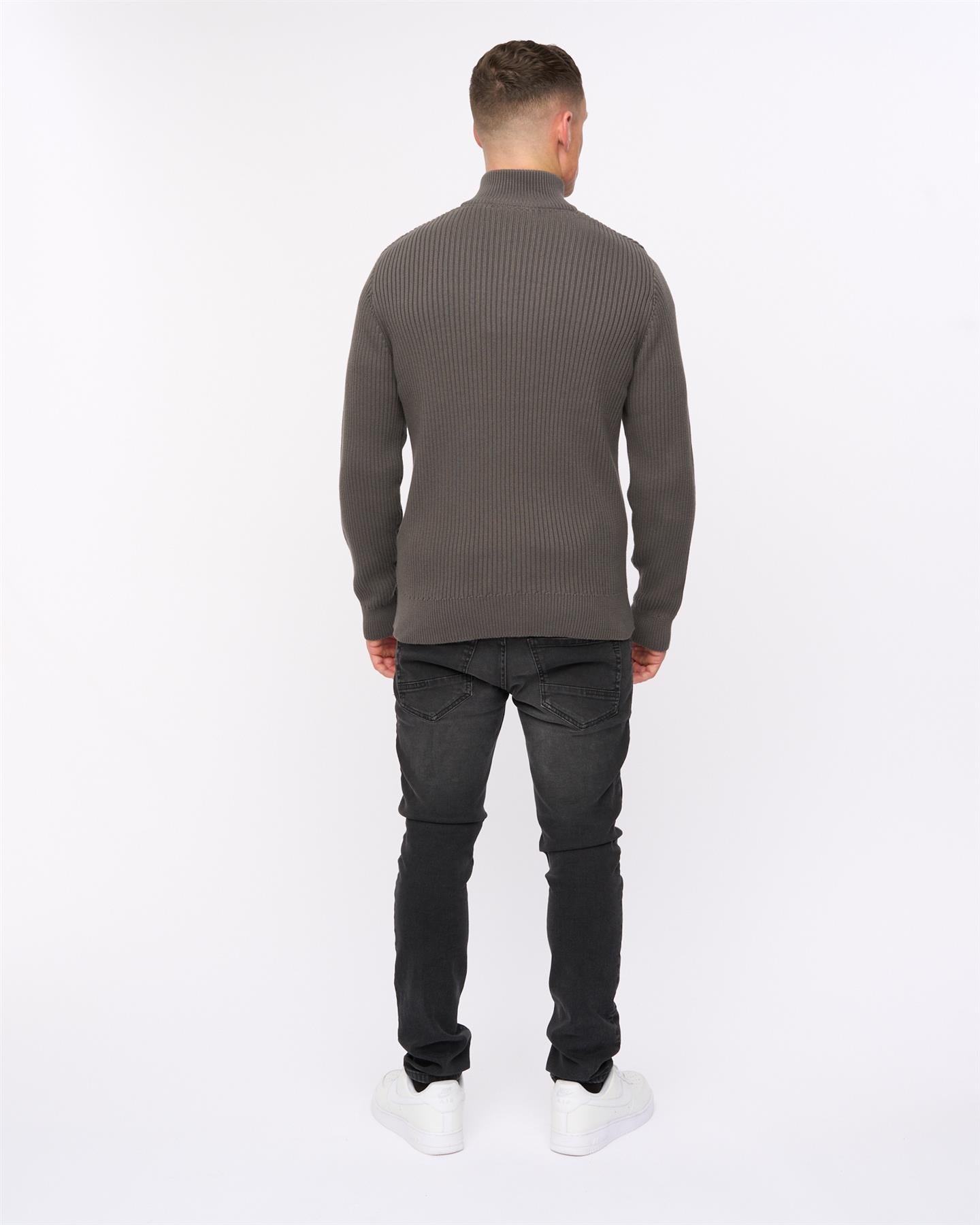 Mens Havaline 1/4 Zip Knit Charcoal Grey