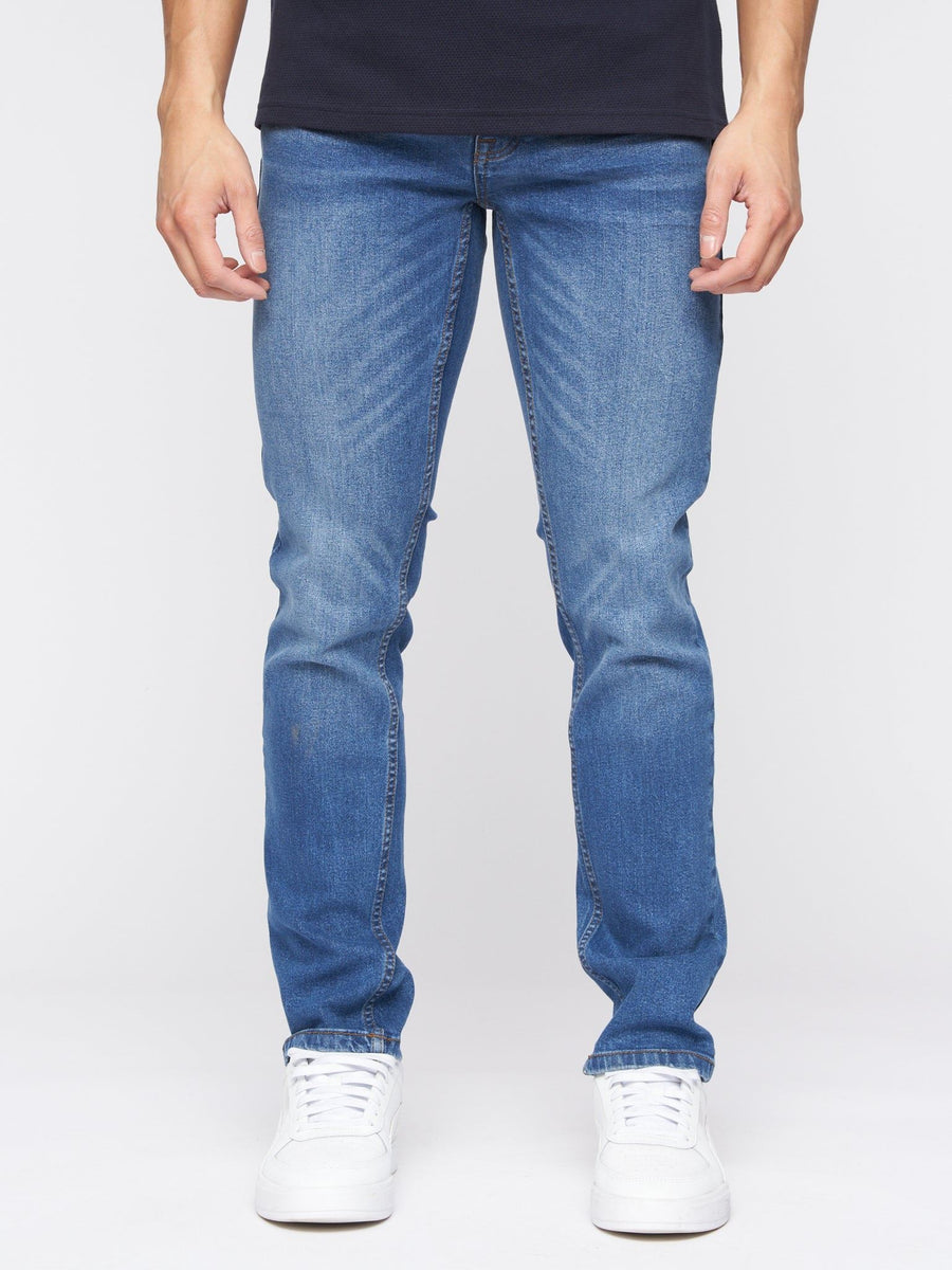 Crosshatch Mens Malcolm Slim Fit Jeans Stone Wash