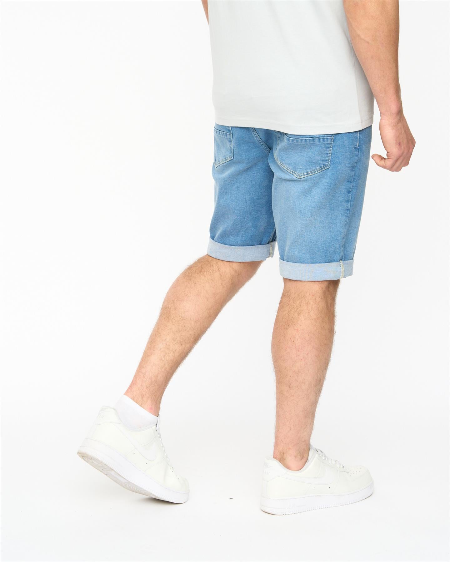 Mens Youlgreeve Belted Denim Shorts Mid Wash