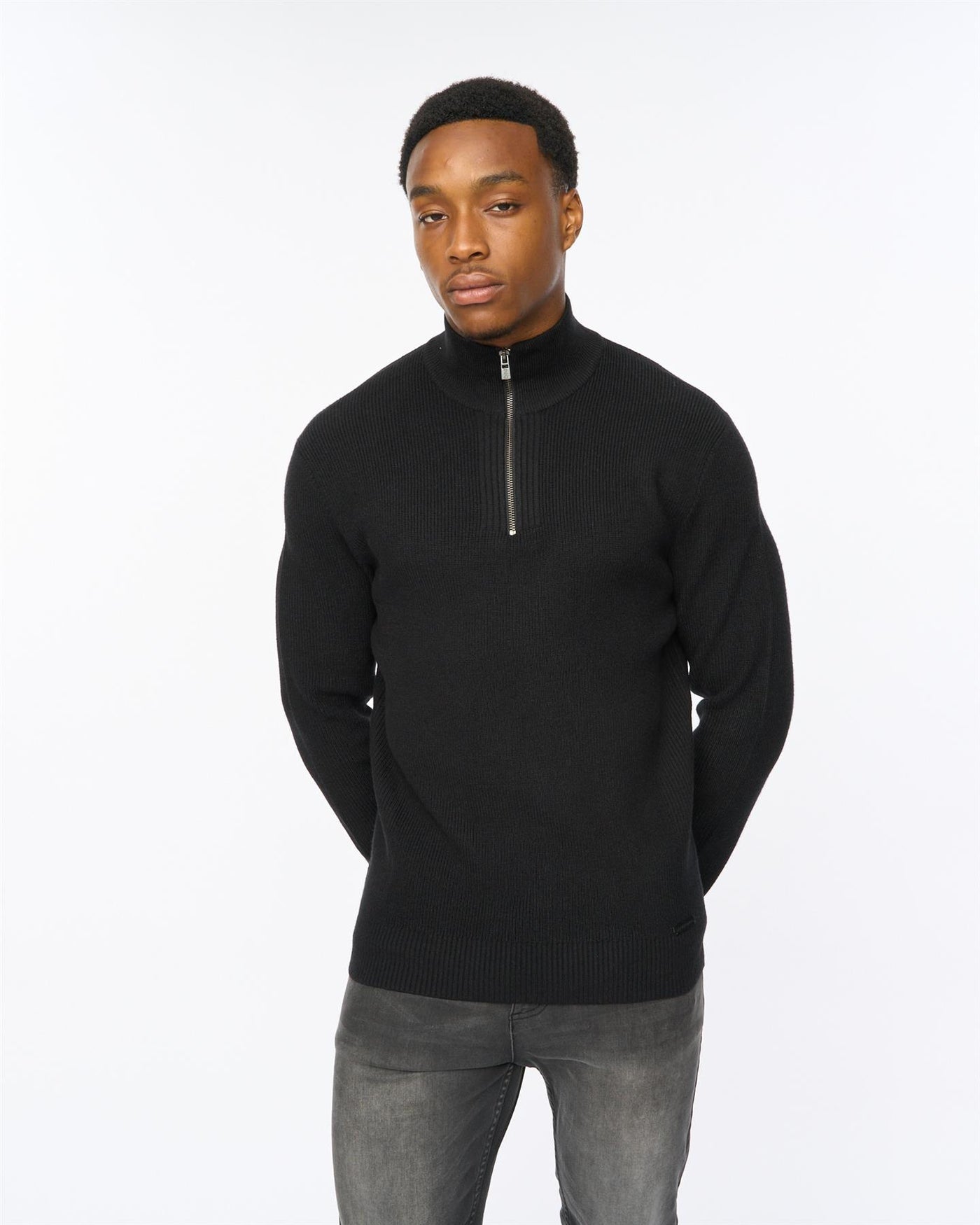 Mens Potenza 1/4 Zip Knit Black