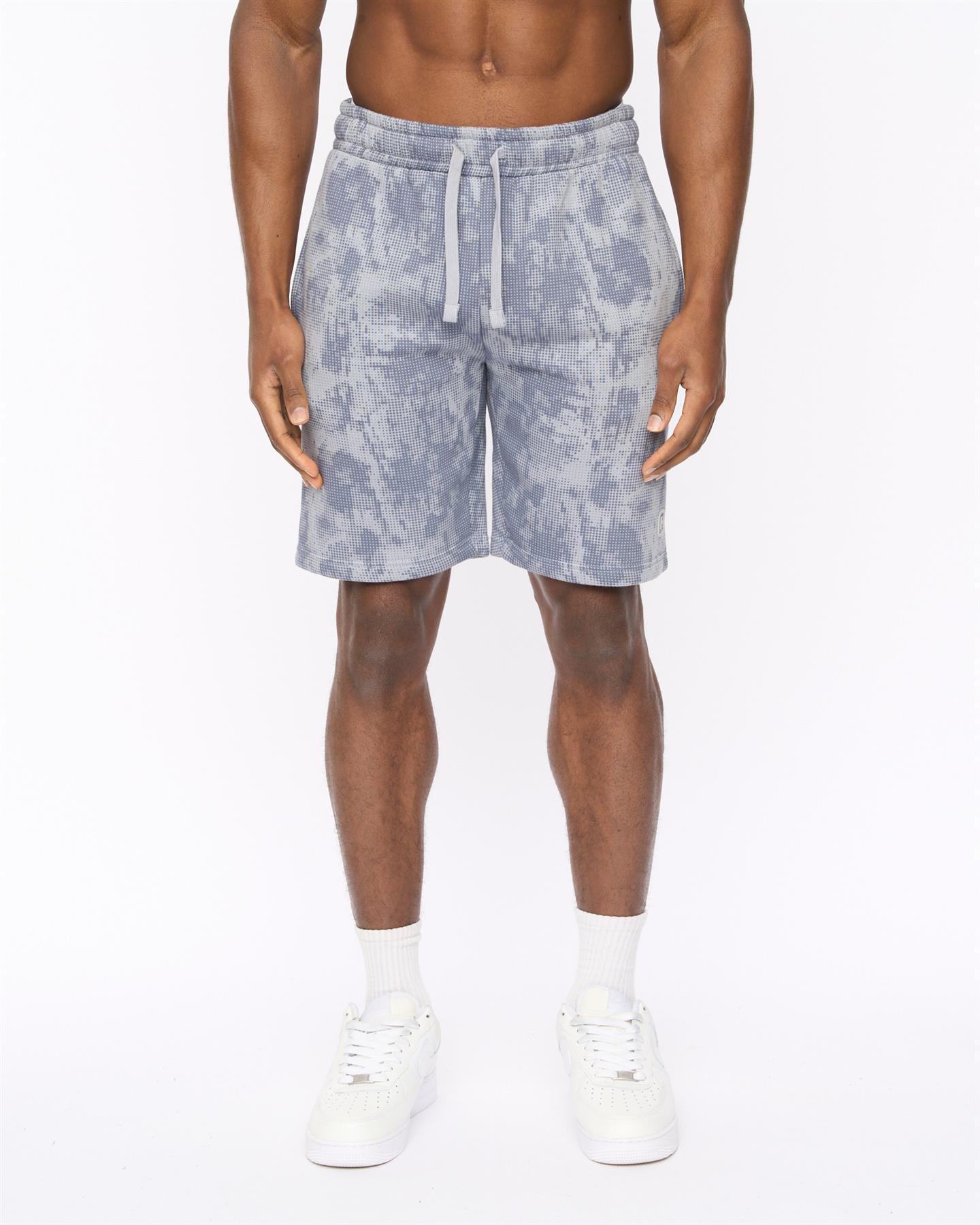 Mens Bardon Camo Jog Shorts Steel Blue