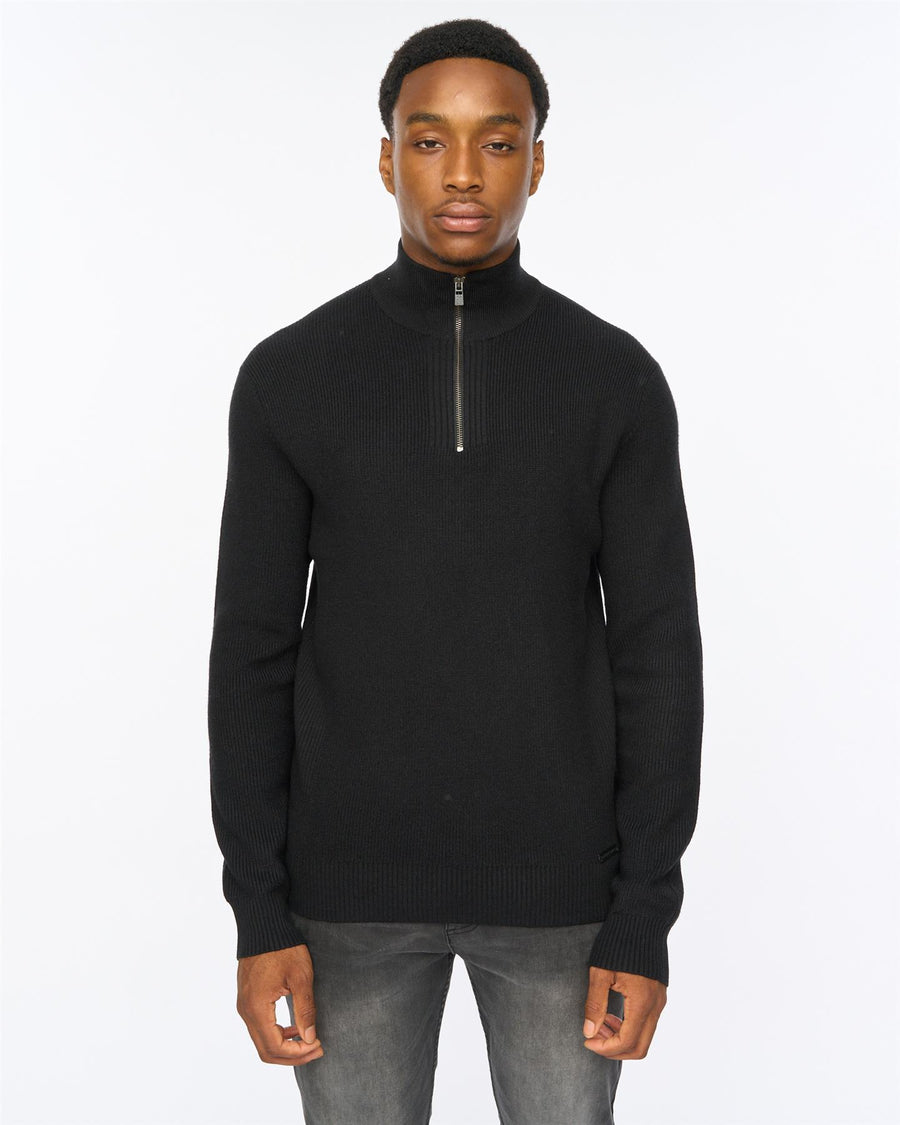 Mens Potenza 1/4 Zip Knit Black