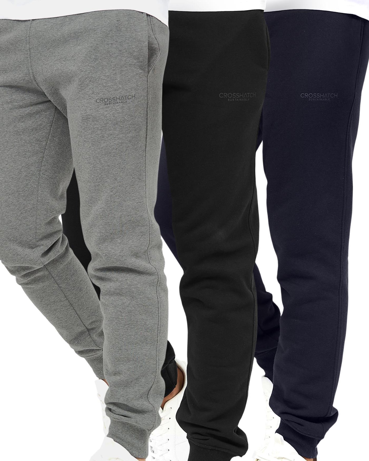 Mens Mayview PKB Joggers 3pk Black Grey Navy