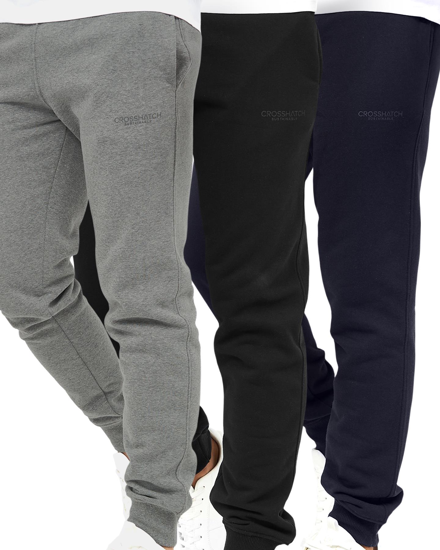 Mens Mayview PKB Joggers 3pk Black Grey Navy