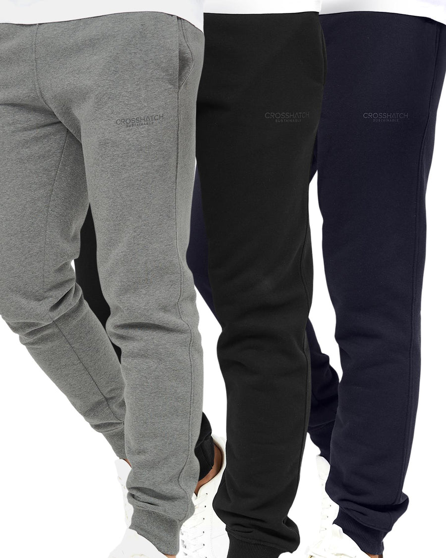 Mens Mayview PKB Joggers 3pk Black Grey Navy