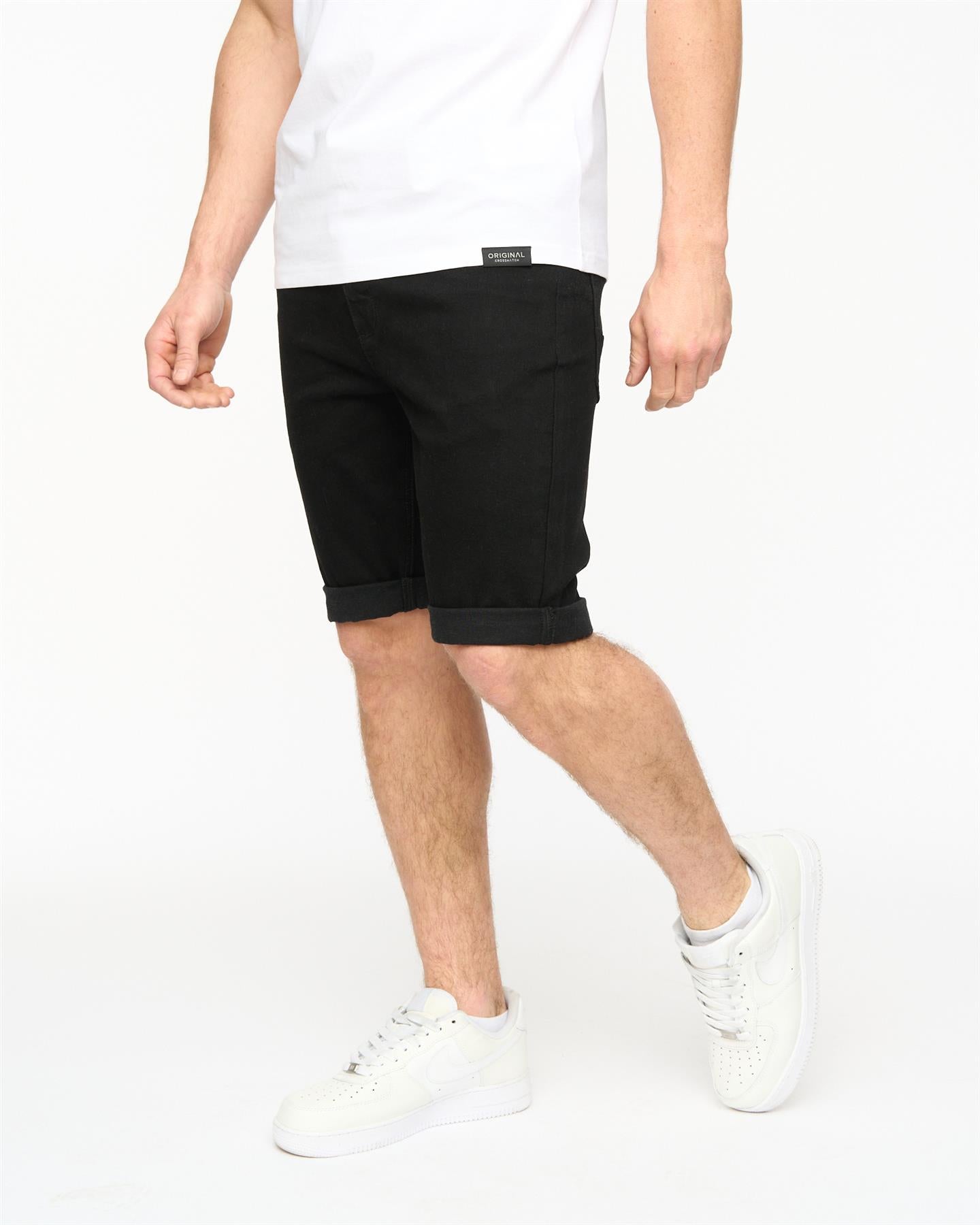 Mens Youlgreeve Belted Denim Shorts Black Wash