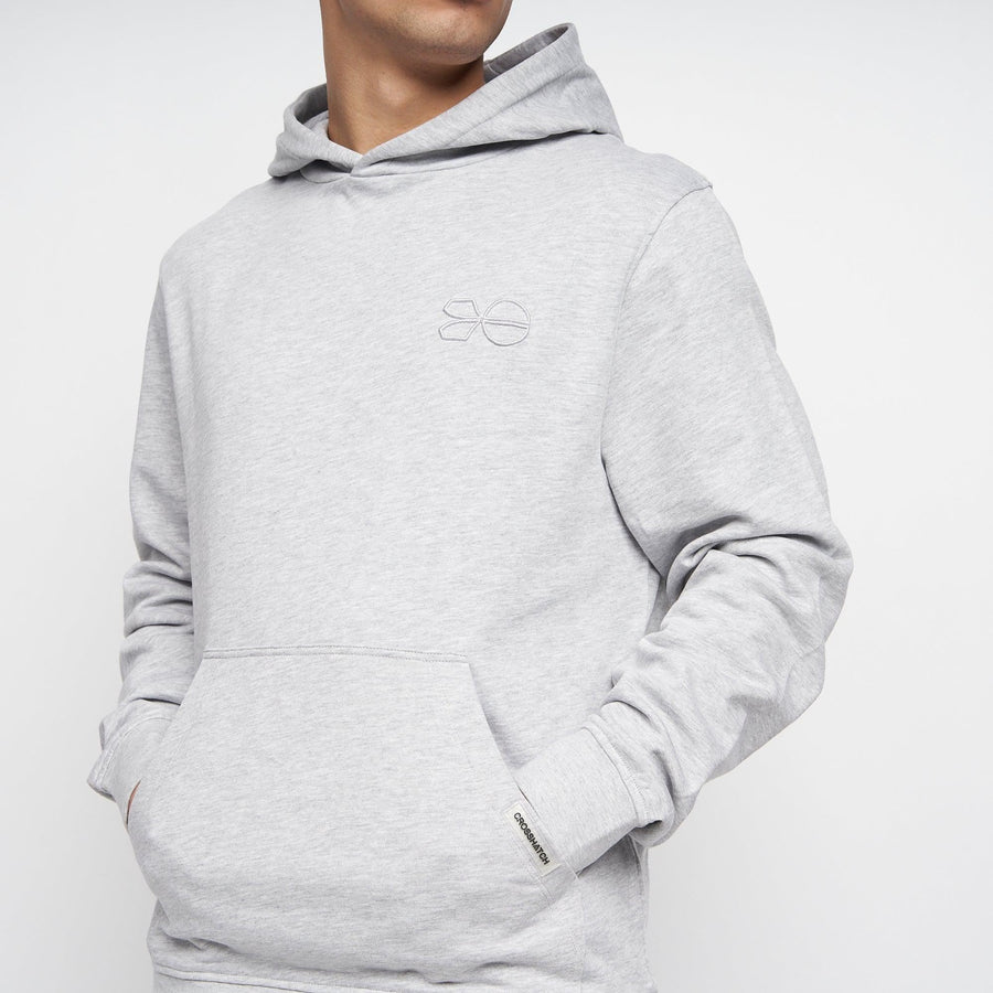 Crosshatch Mens Emmson Hoodie Grey Marl
