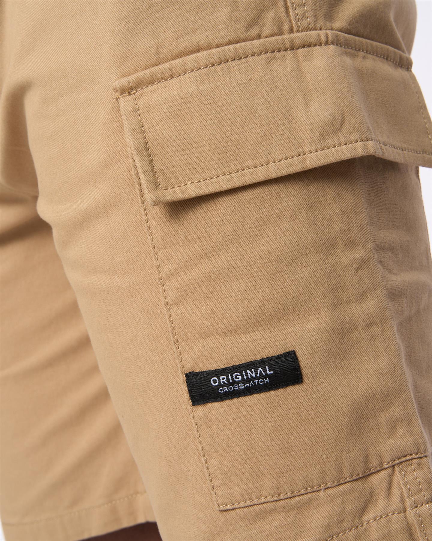 Mens Utilate Elastic Waist Cargo Shorts Stone