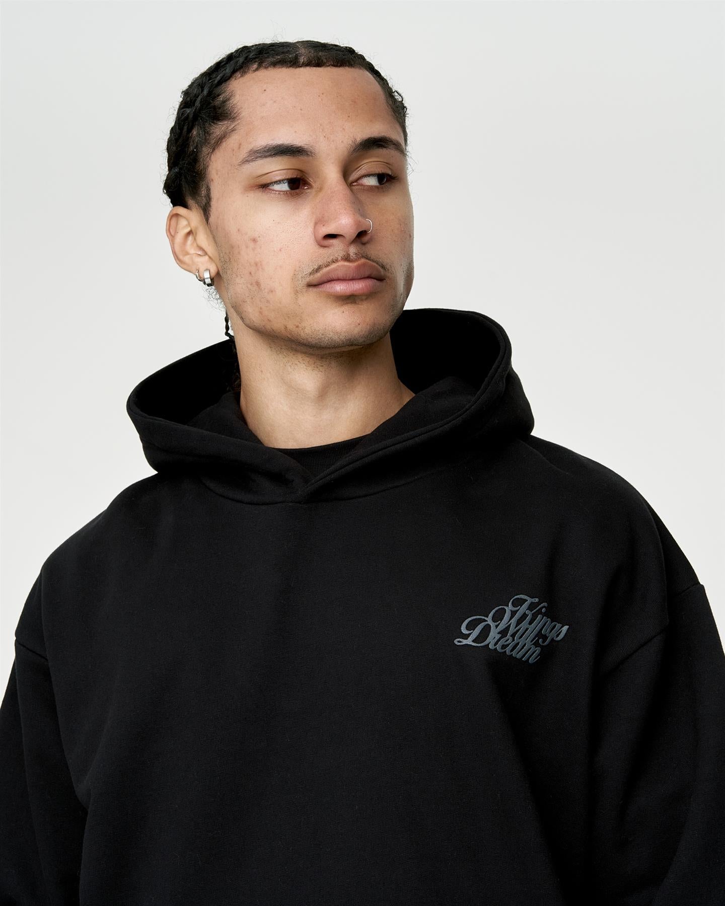 Mens Studio Scripted Hoodie Black