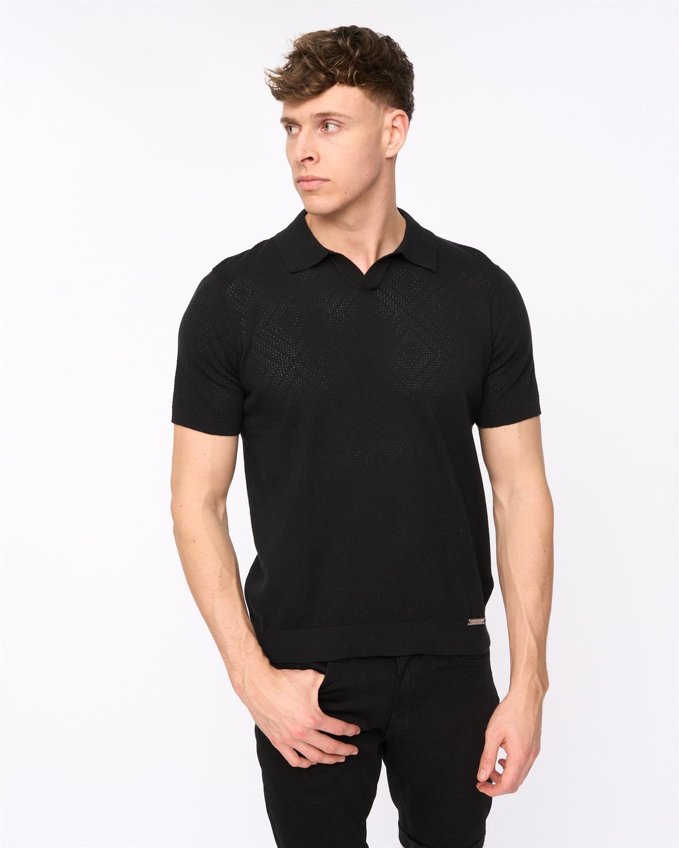 Mens Dedham Knit Polo Black