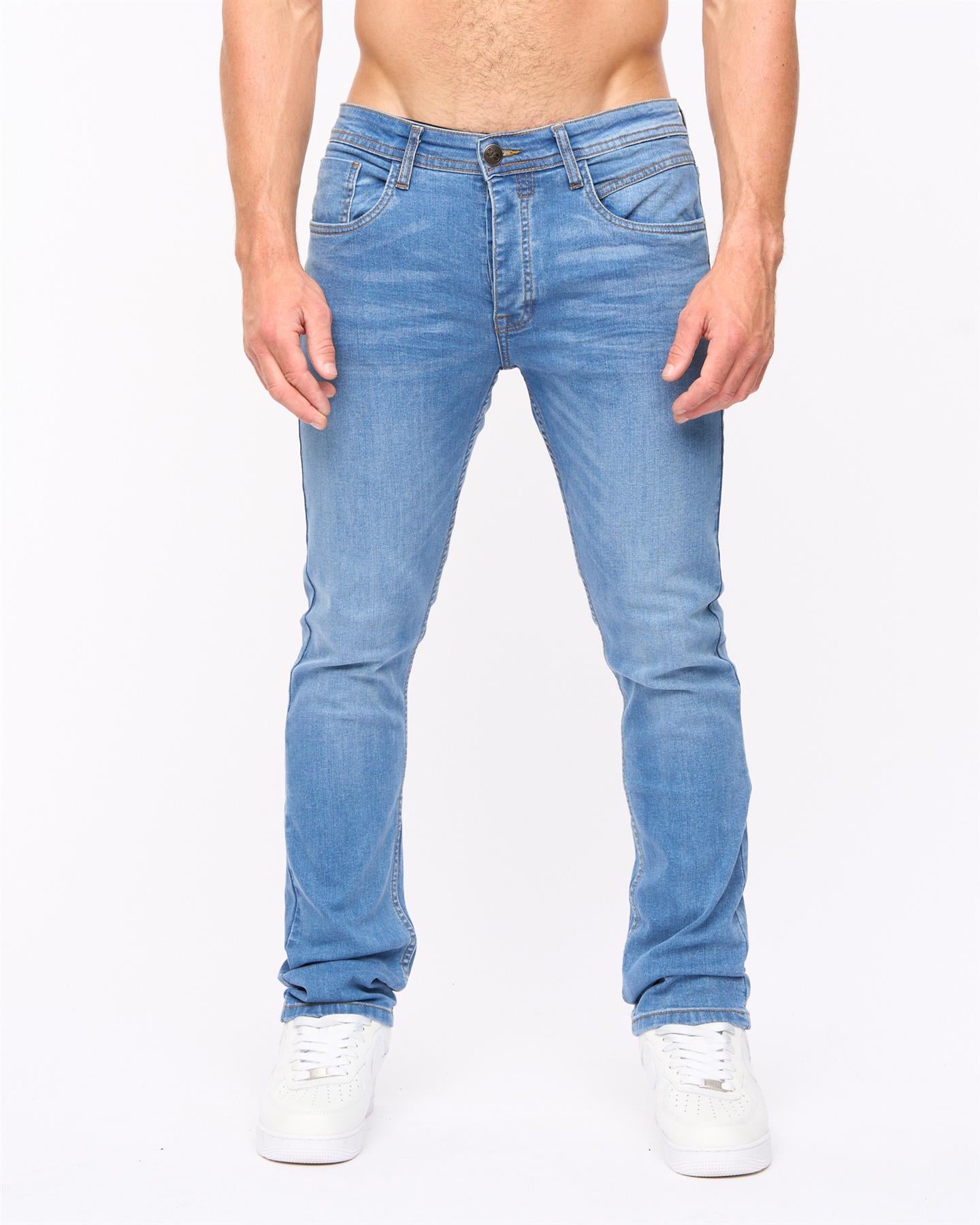Crosshatch Mens Malcolm Slim Fit Jeans Light Wash