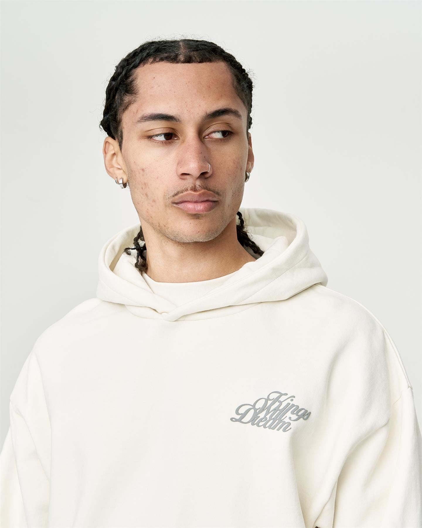 Mens Studio Scripted Hoodie Off White