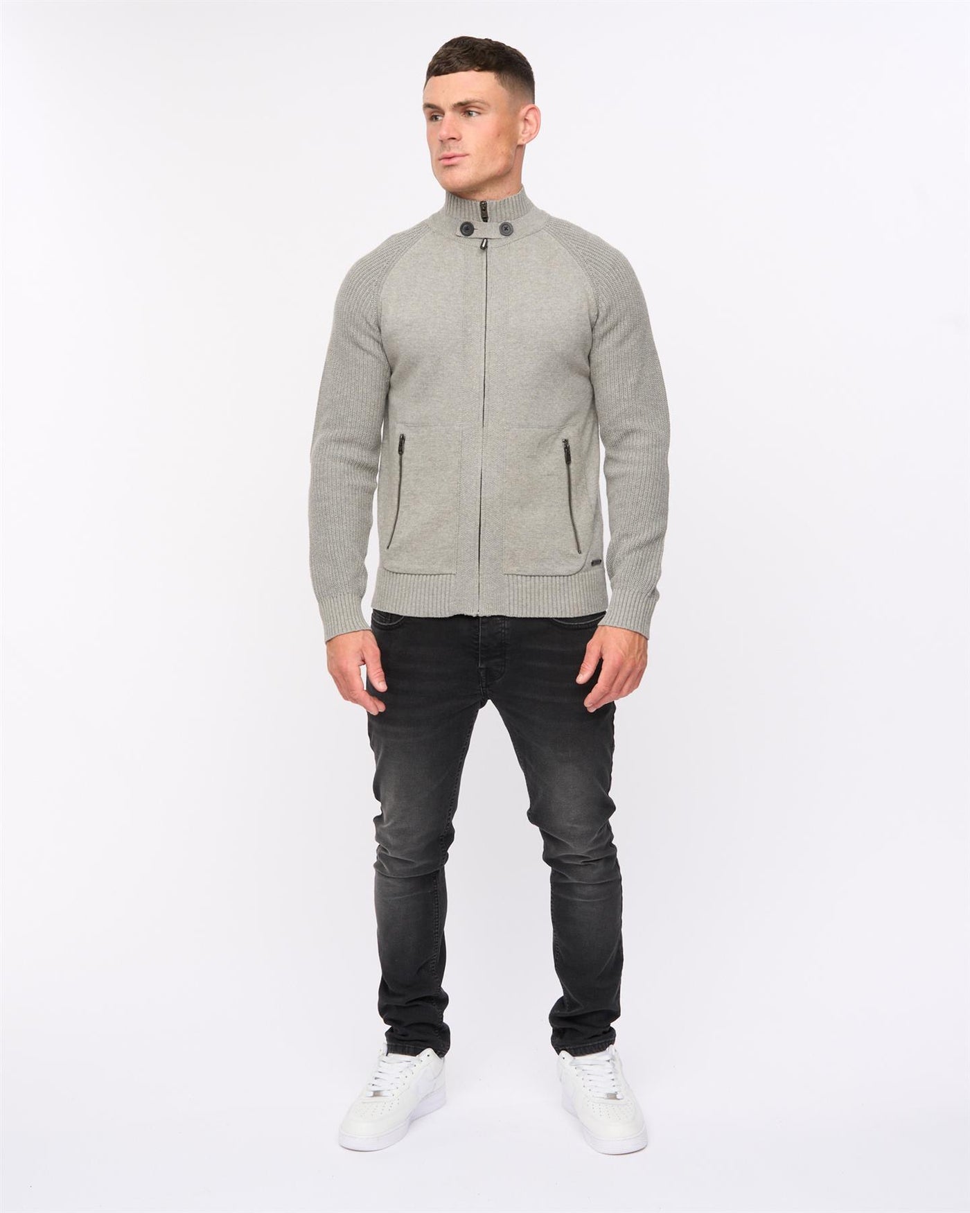 Mens Birchin Zip Thru Knit Grey