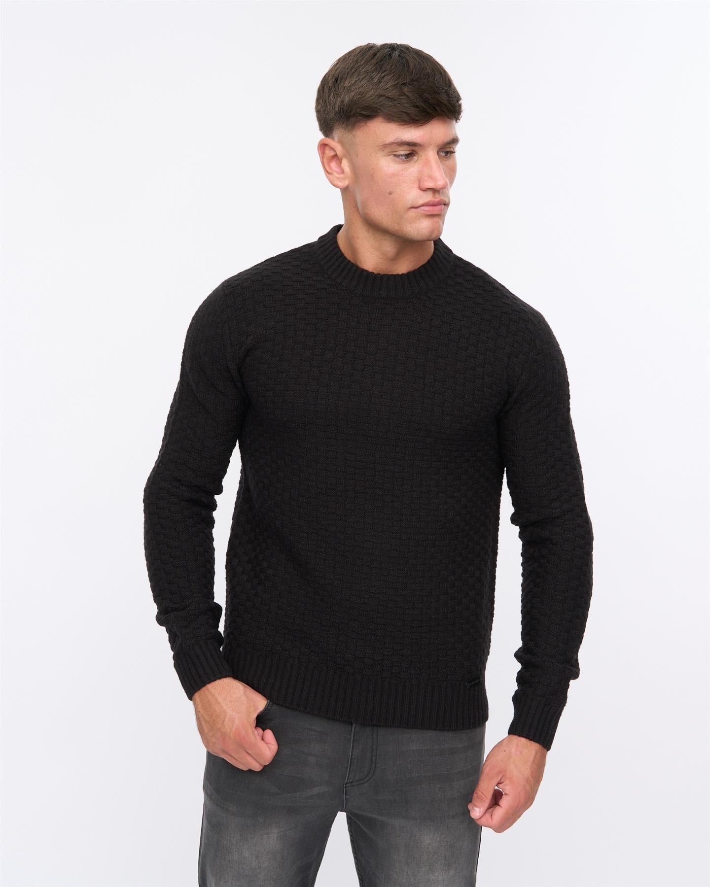 Mens Matera Textured Knit Black