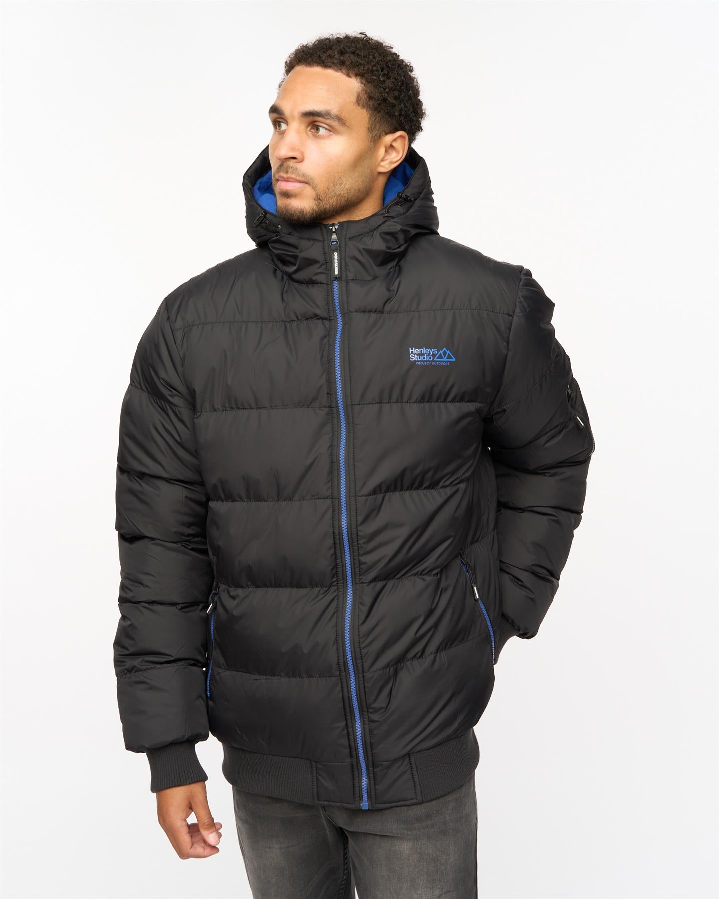 Mens Thinker Puffer Bomber Jacket Black