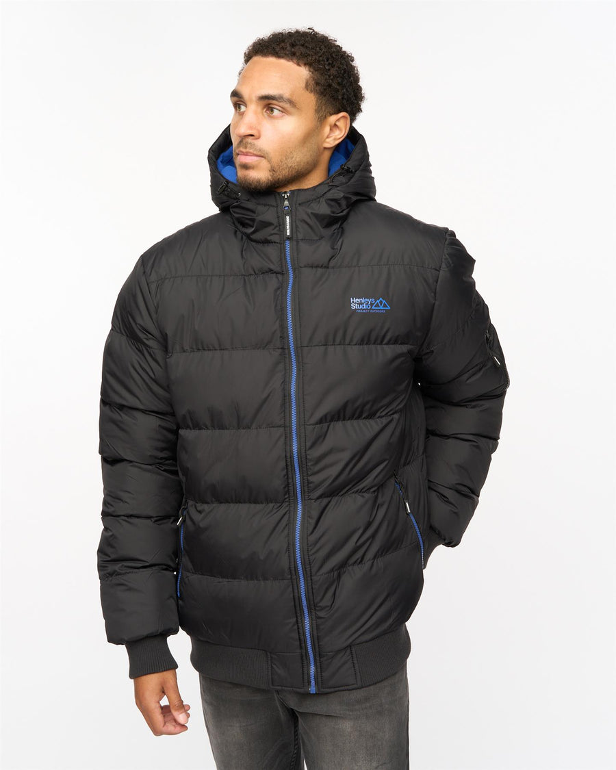 Mens Thinker Puffer Bomber Jacket Black