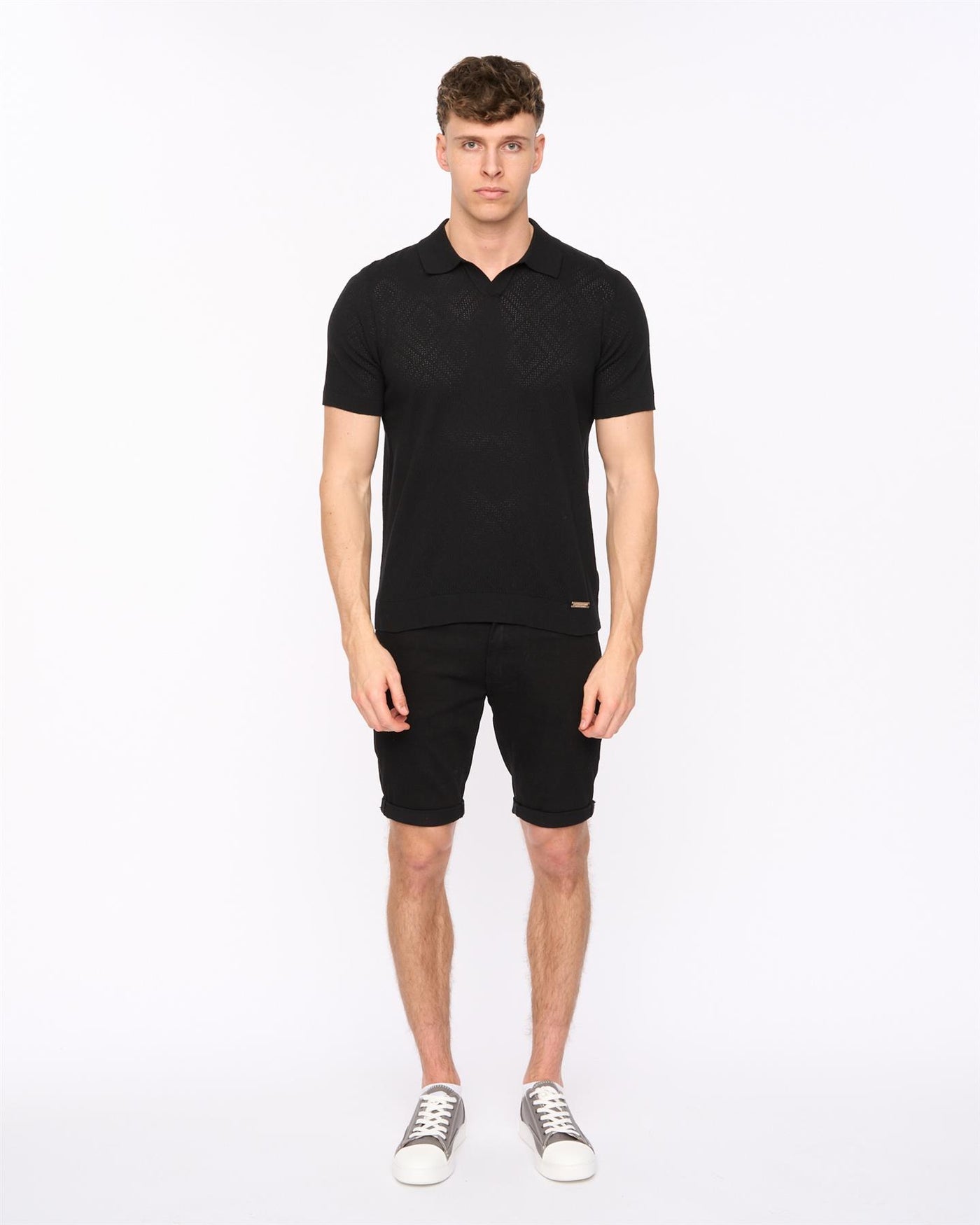 Mens Dedham Knit Polo Black