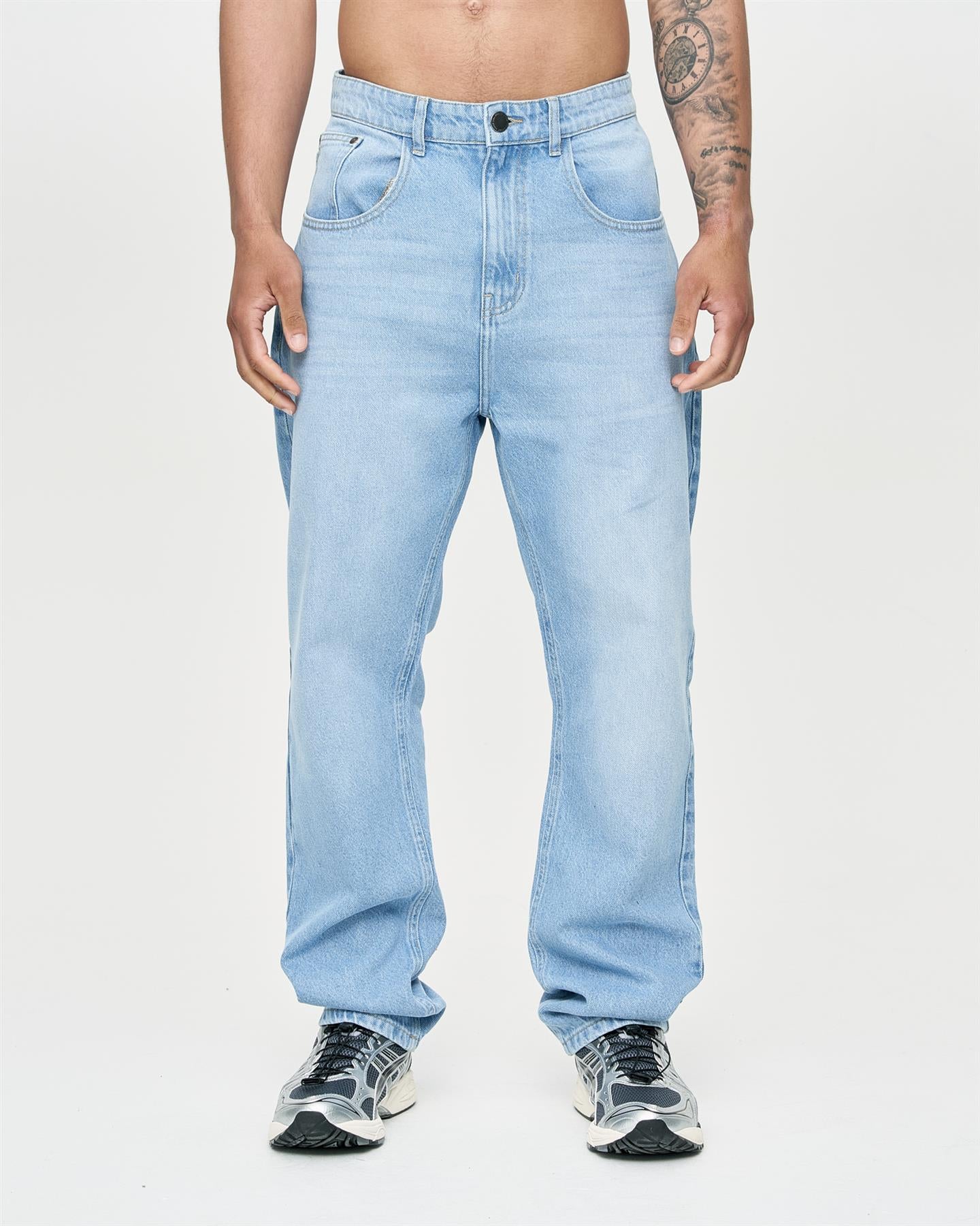 Mens Studio Dee Baggy Jeans Light Wash