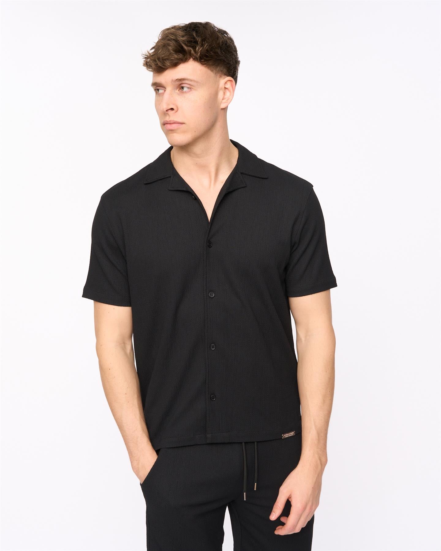 Mens Hingham Shirt & Shorts Set Black