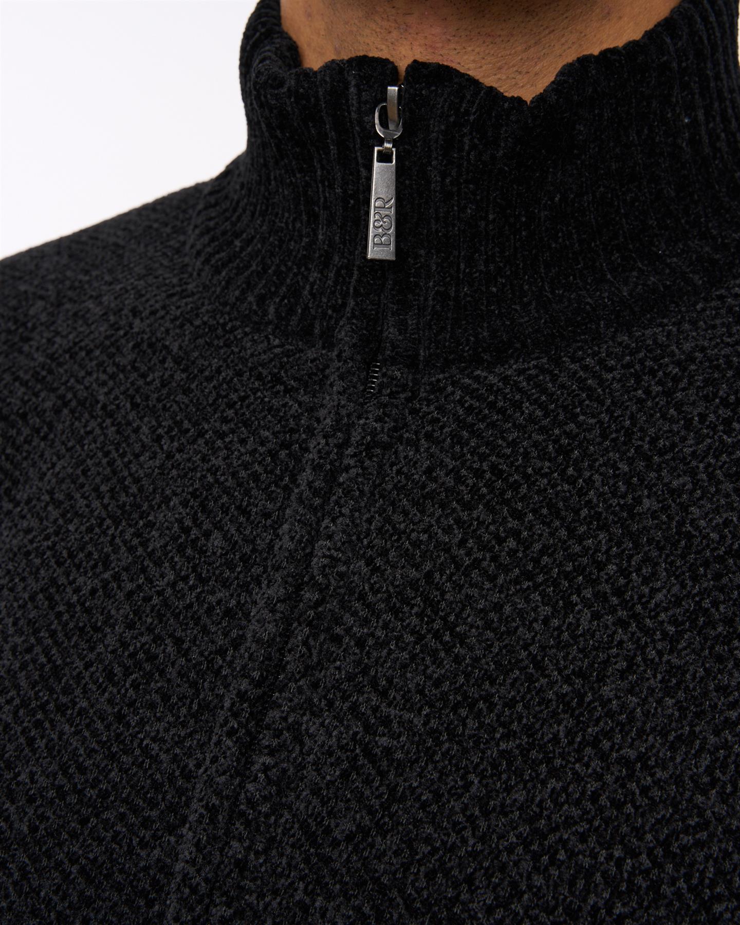 Mens Gladstone Funnel Kneck Zip Knit Black