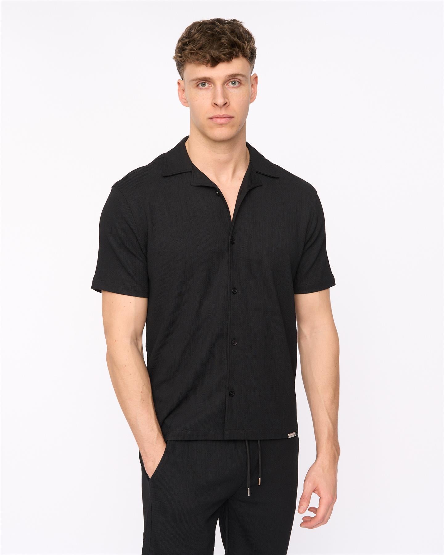 Mens Hingham Shirt & Shorts Set Black