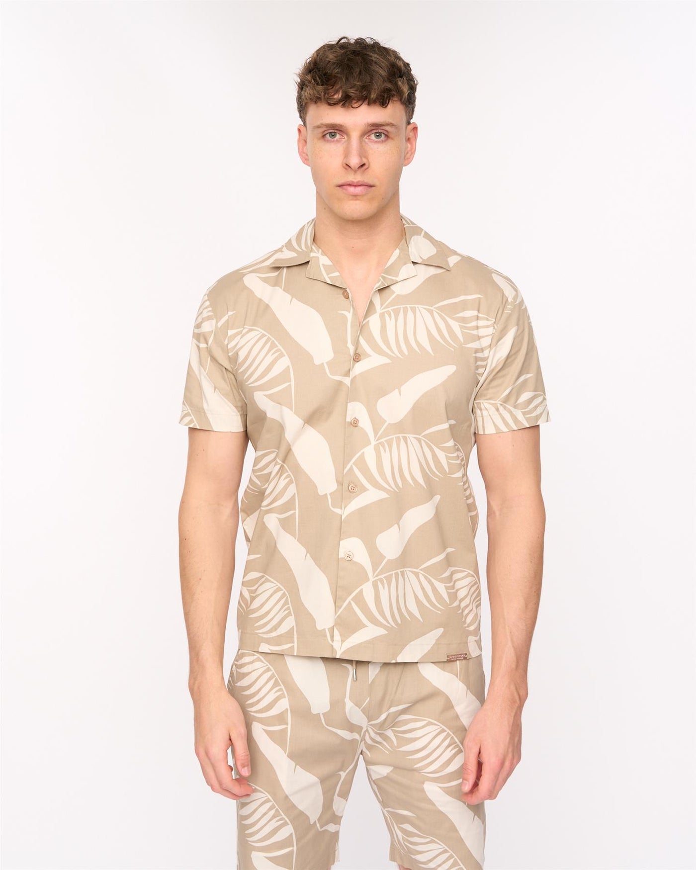Mens Hopkinton Shirt & Shorts Set Light Stone