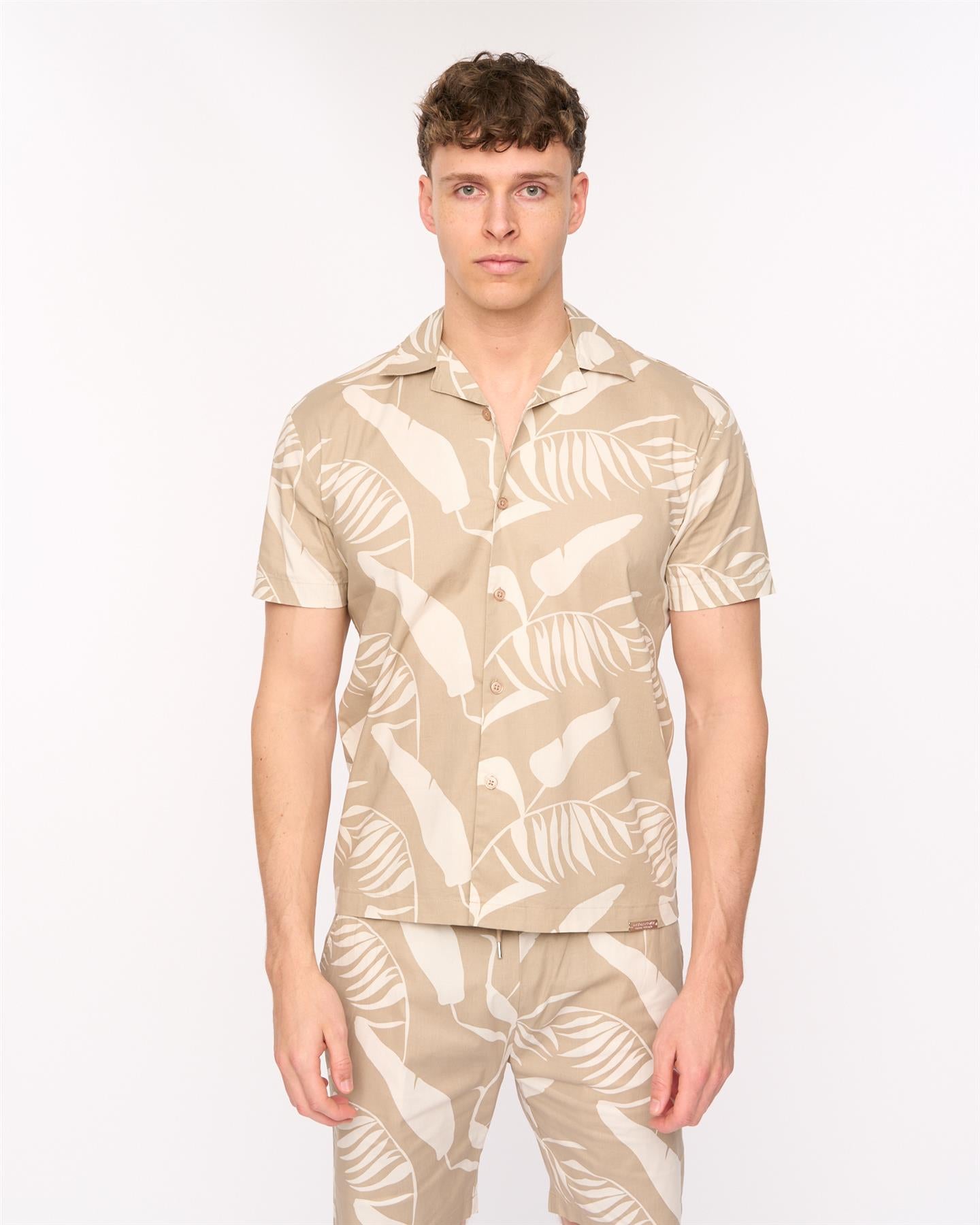 Mens Hopkinton Shirt & Shorts Set Light Stone