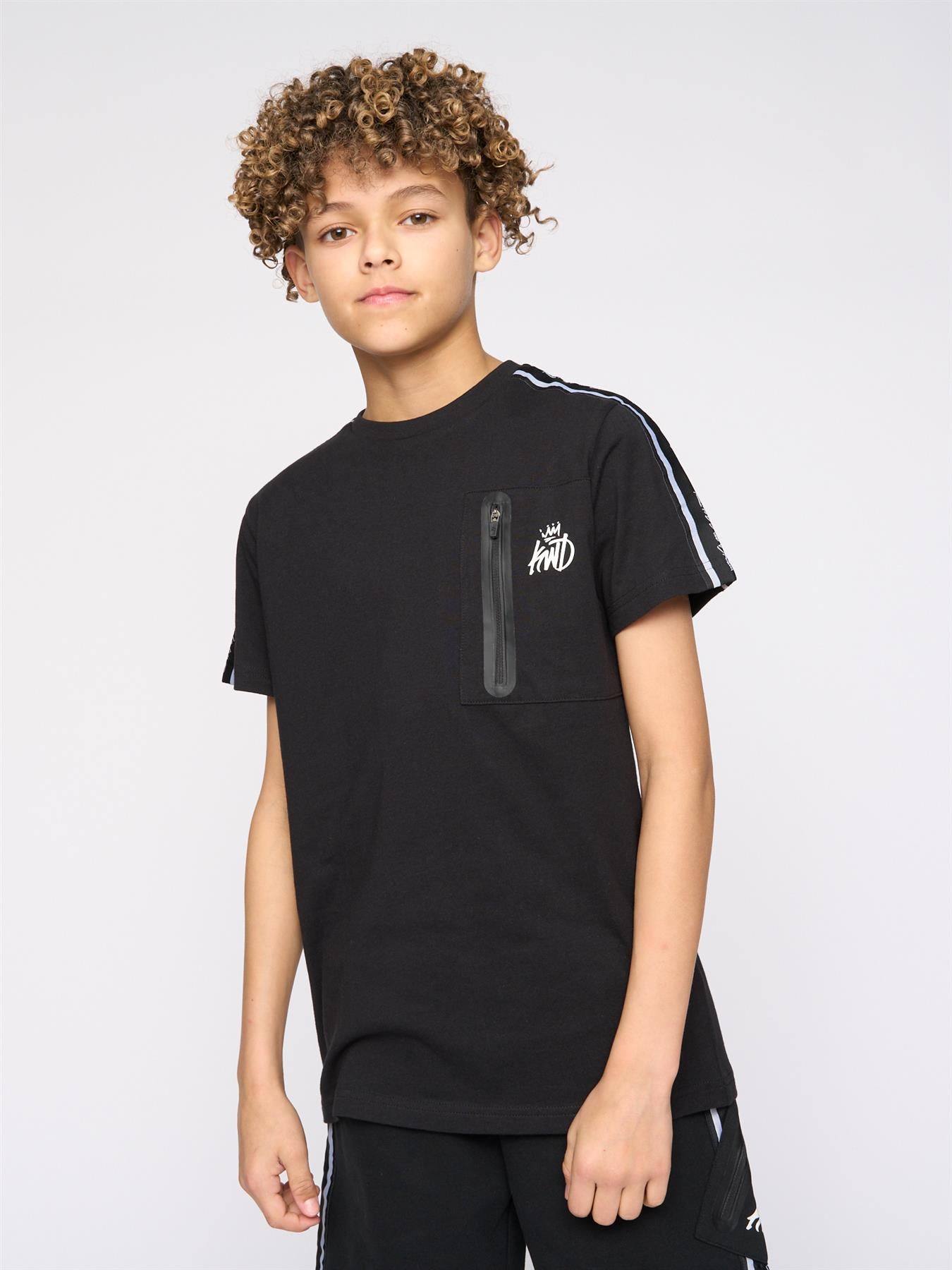 Kids Boys Techy Taped Cargo T-Shirt Black