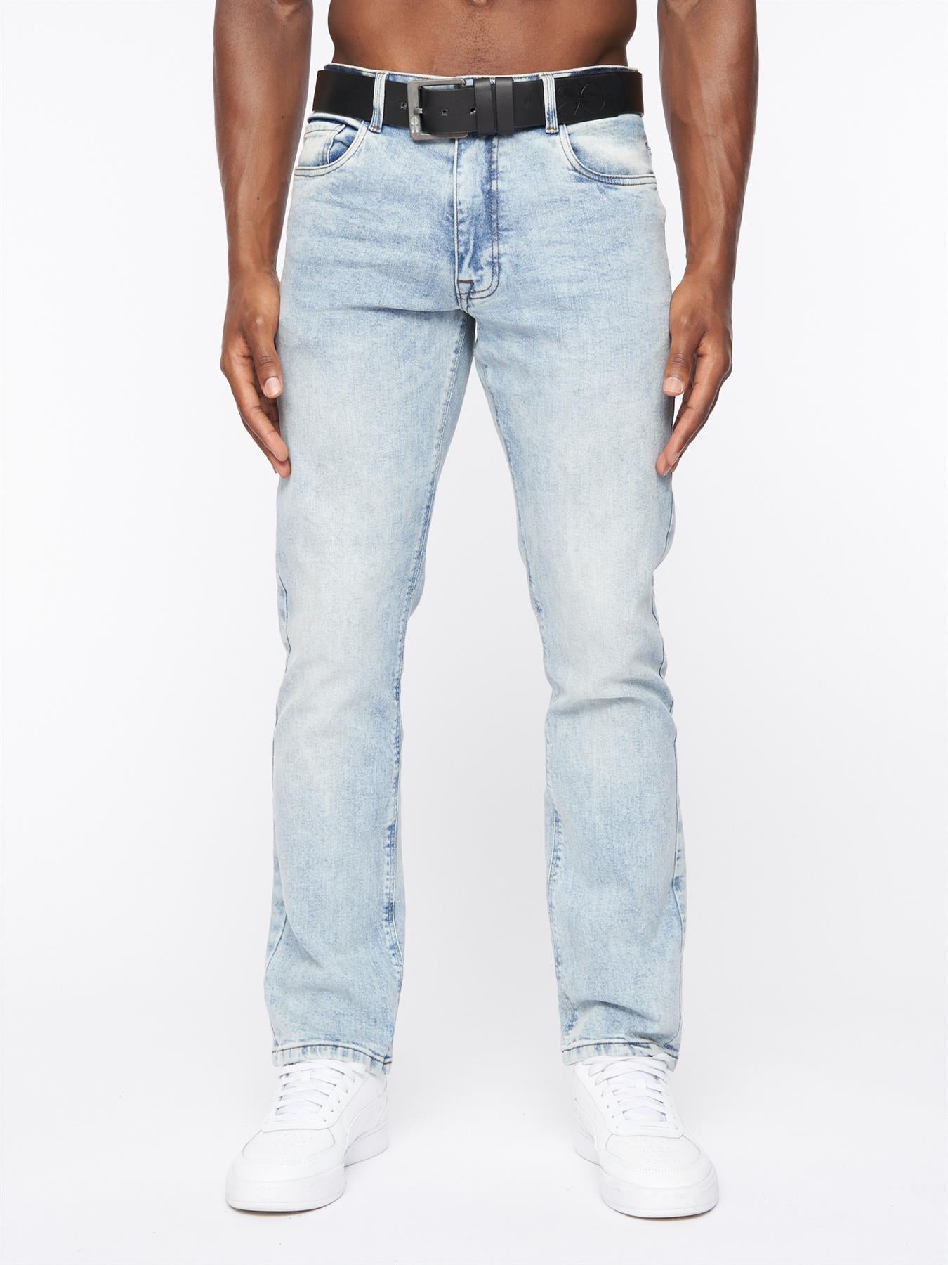 Crosshatch Mens Cadman Straight Jeans Light Wash