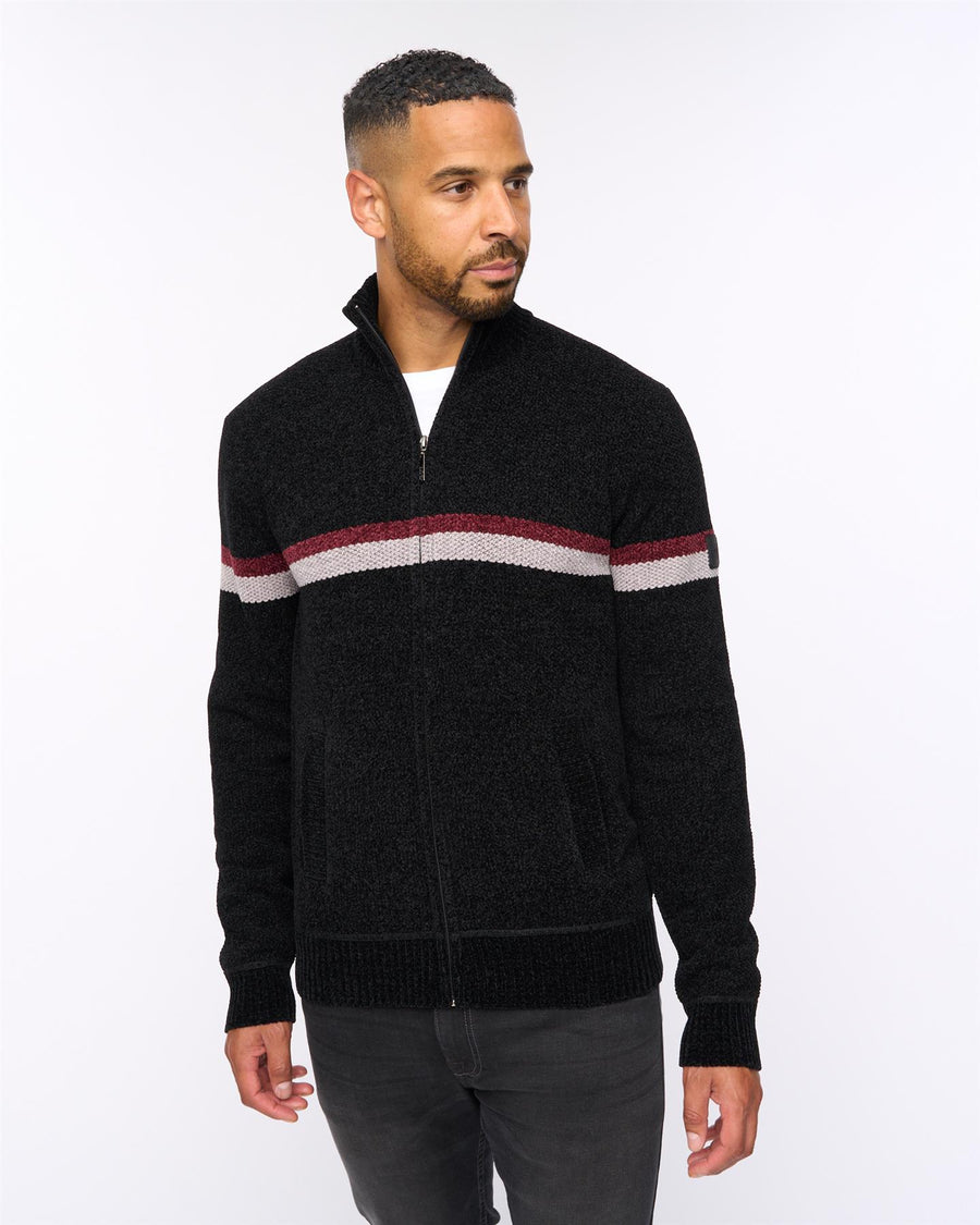 Stampton Chenille Full Zip Jumper Black