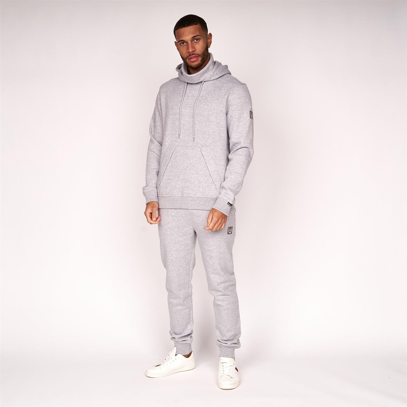 Mens Meleweres Snood Hoodie Grey Marl