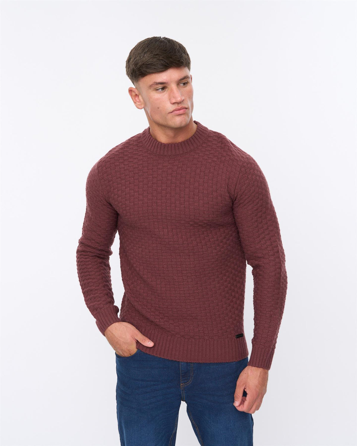 Mens Matera Textured Knit Raisin