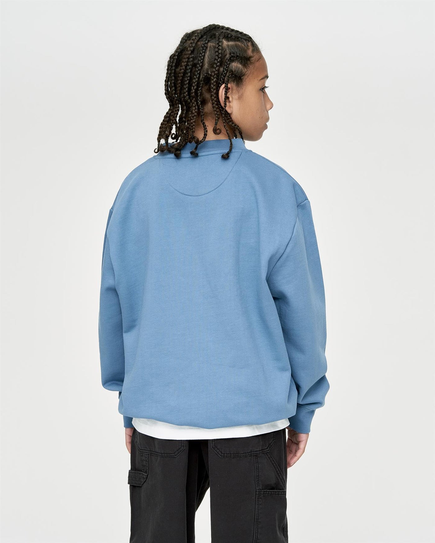 Kids Boys Studio Stacked Crew Sweat Blue