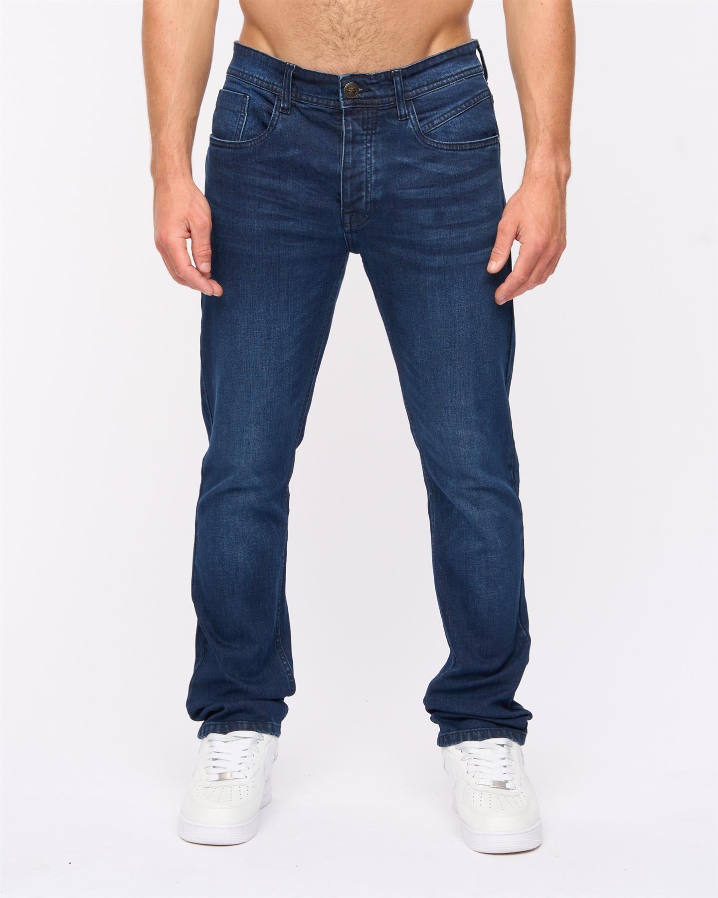 Crosshatch Mens Malcolm Slim Fit Jeans Dark Wash