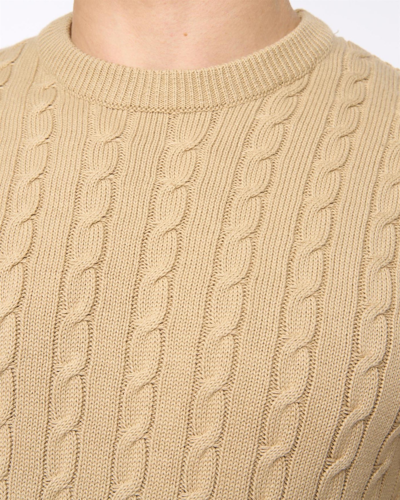 Mens Kabstars Cable Knit Stone