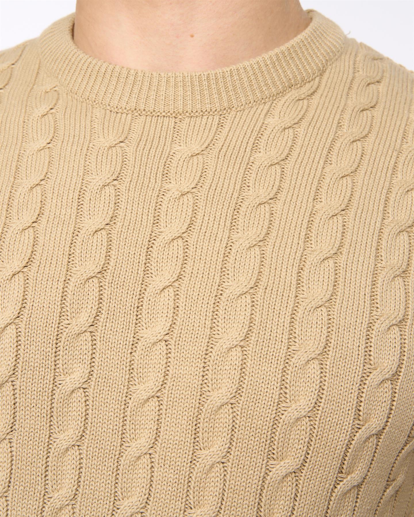 Mens Kabstars Cable Knit Stone